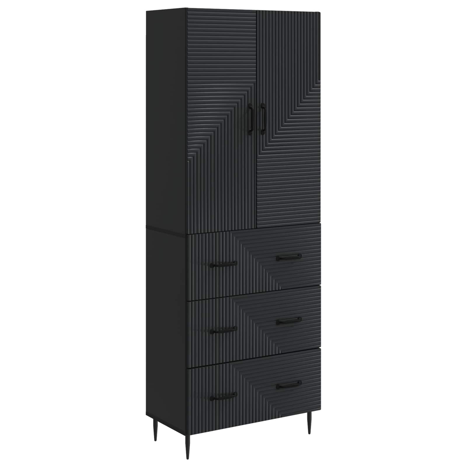 Σέτ Ντουλαπιών 2 pcs Μαύρο 66 x 34,5 x 90 εκ Επεξεργασμένο Ξύλο - Pakobazaar
