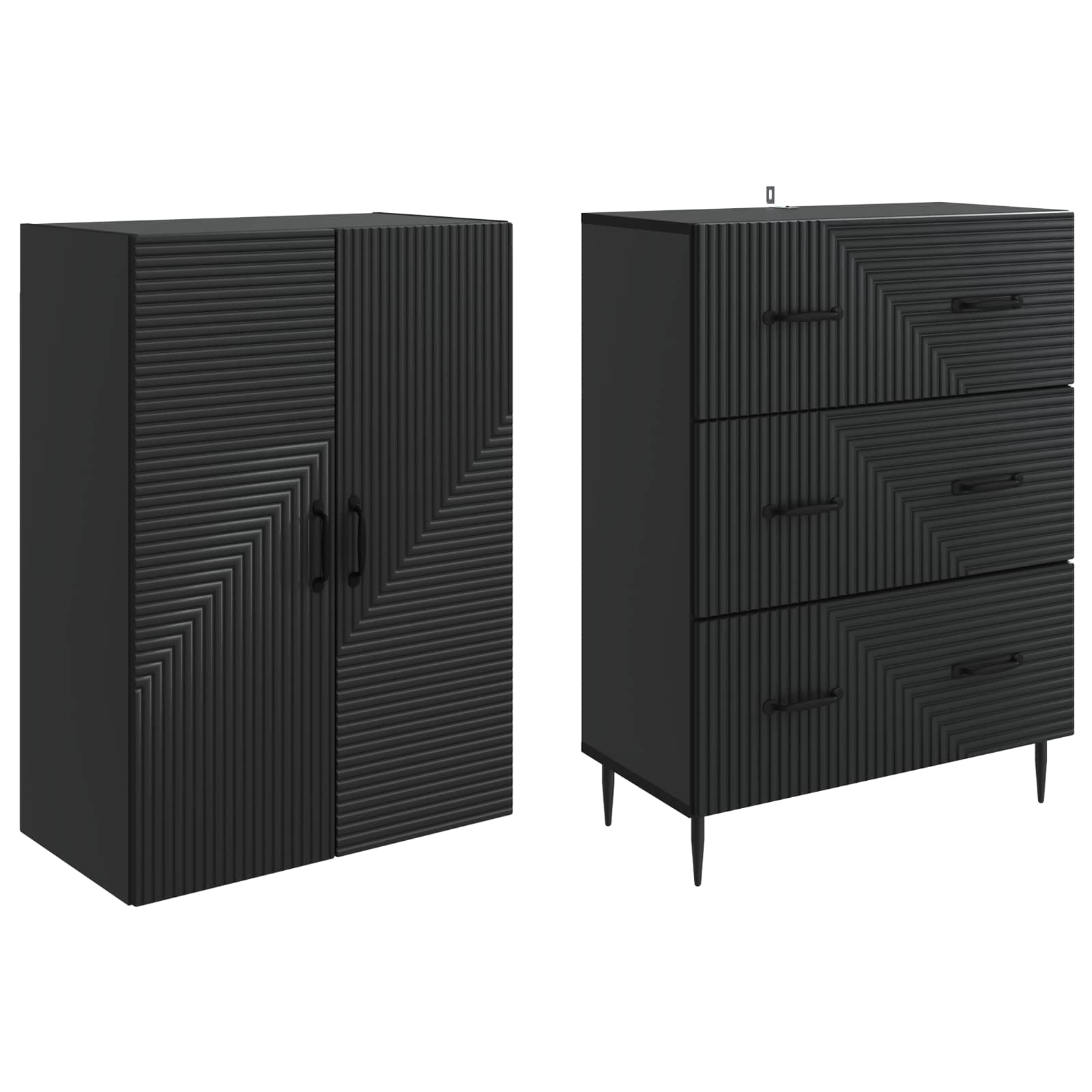 Σέτ Ντουλαπιών 2 pcs Μαύρο 66 x 34,5 x 90 εκ Επεξεργασμένο Ξύλο - Pakobazaar