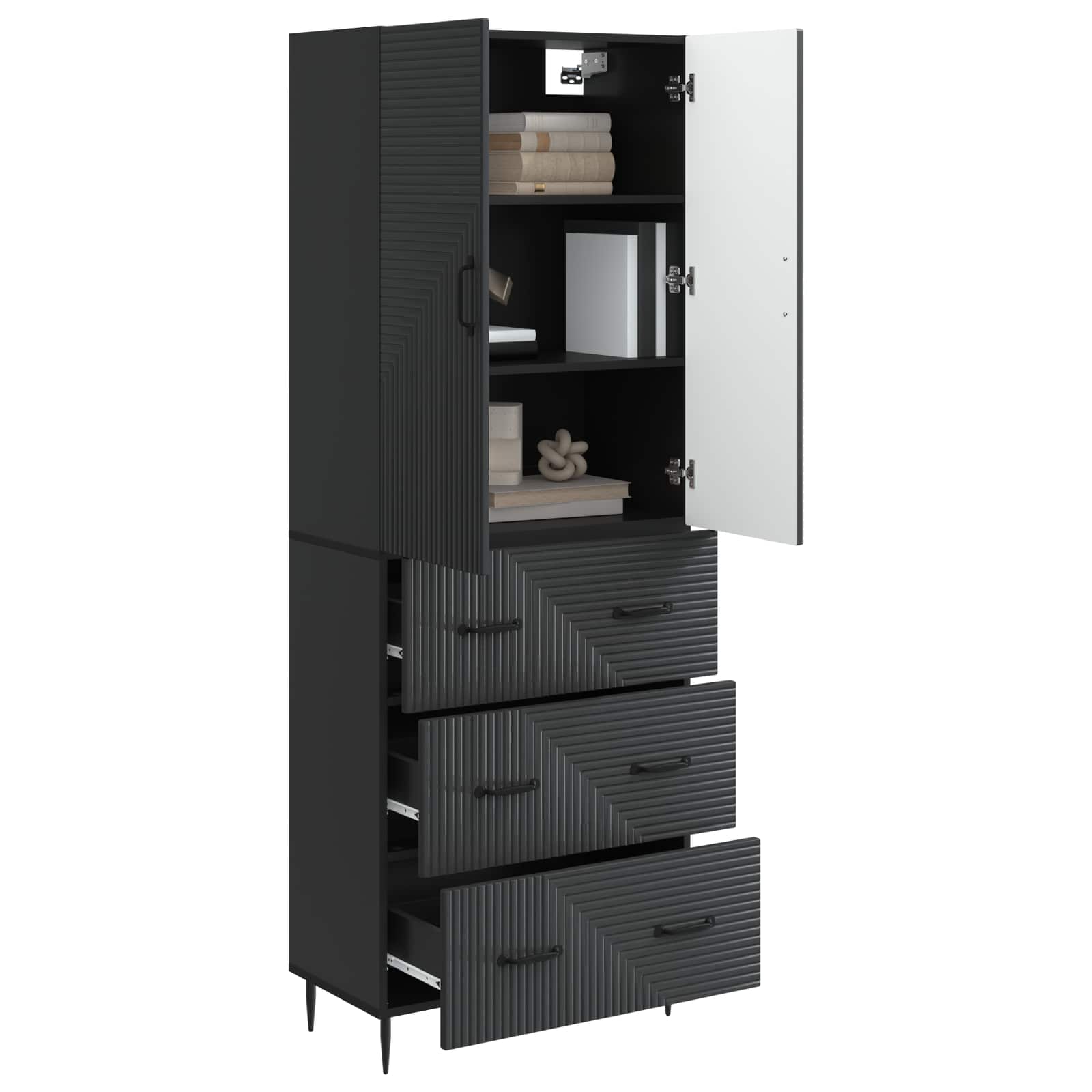Σέτ Ντουλαπιών 2 pcs Μαύρο 66 x 34,5 x 90 εκ Επεξεργασμένο Ξύλο - Pakobazaar