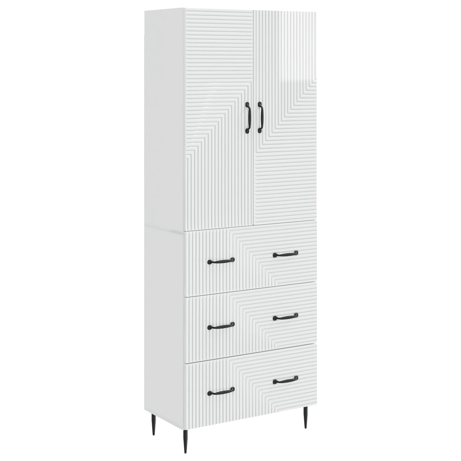Σέτ Ντουλαπιών 2 pcs Γυαλιστερό Λευκό 66 x 34,5 x 90 εκ - Pakobazaar