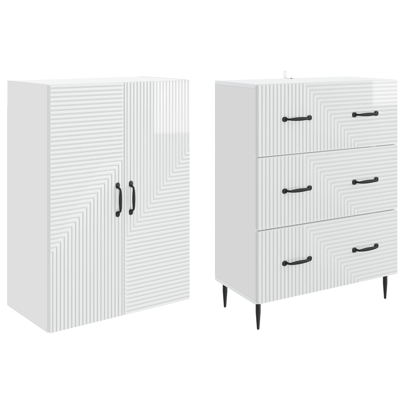 Σέτ Ντουλαπιών 2 pcs Γυαλιστερό Λευκό 66 x 34,5 x 90 εκ - Pakobazaar