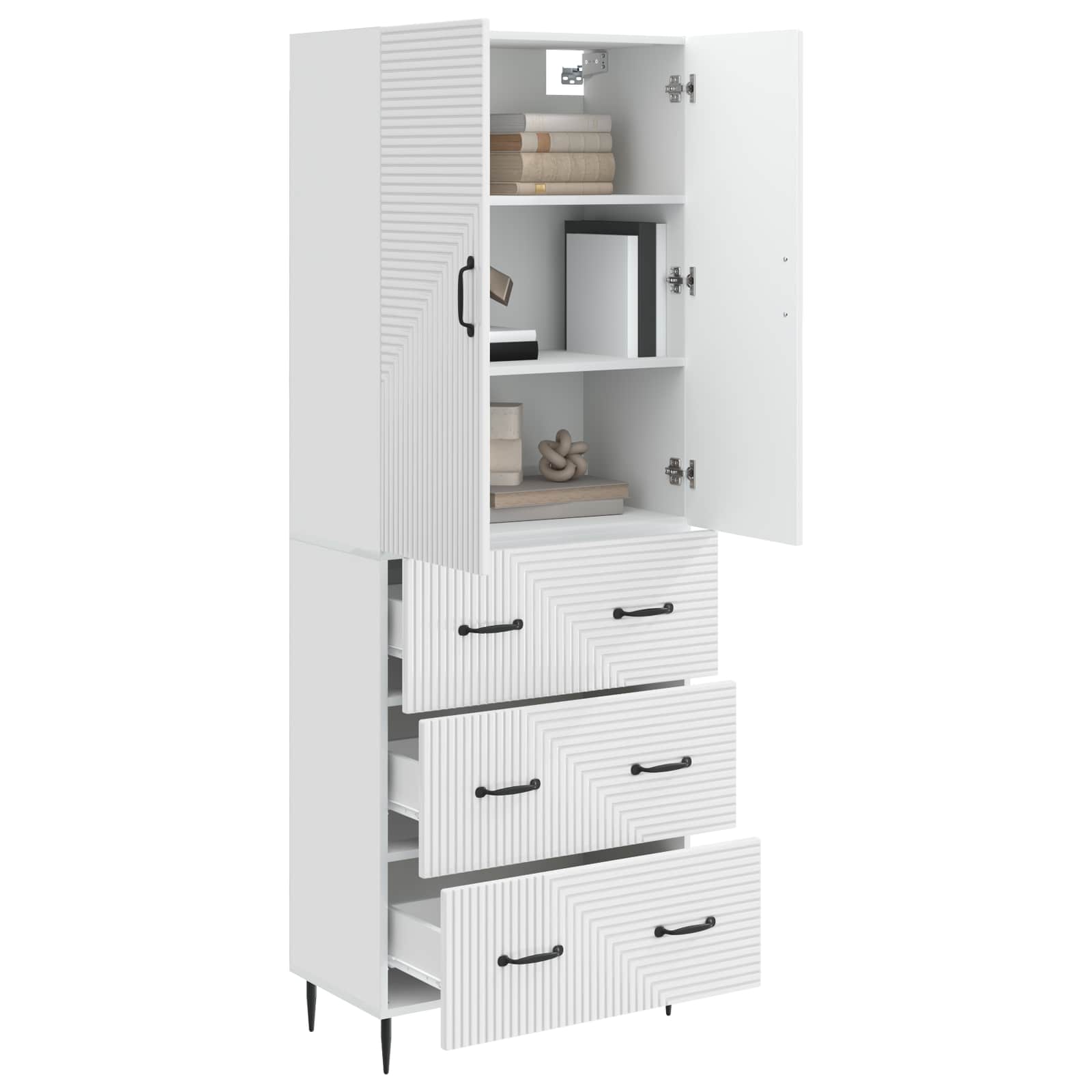 Σέτ Ντουλαπιών 2 pcs Γυαλιστερό Λευκό 66 x 34,5 x 90 εκ - Pakobazaar
