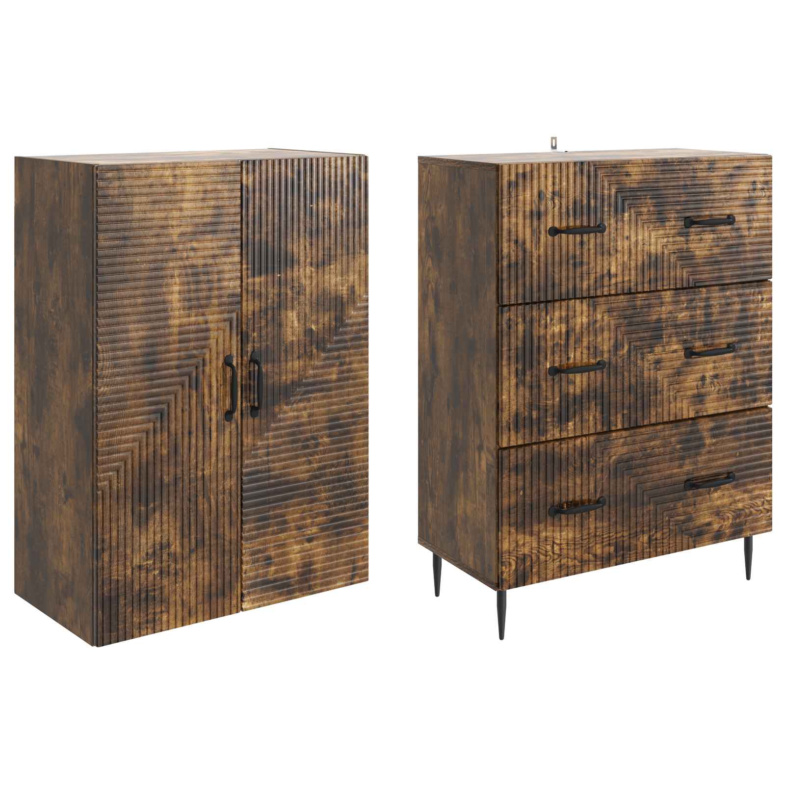 Σέτ Ντουλαπιών 2 pcs Καπνισμένο Ξύλο Δρυός 66 x 34,5 x 90 εκ - Pakobazaar