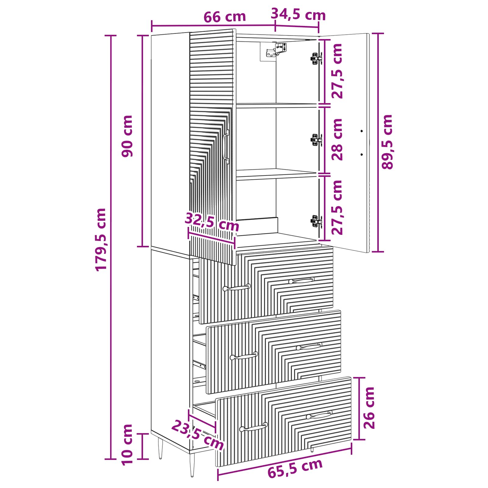 Σέτ Ντουλαπιών 2 pcs Γκρι Sonoma 66 x 34,5 x 90 εκ - Pakobazaar