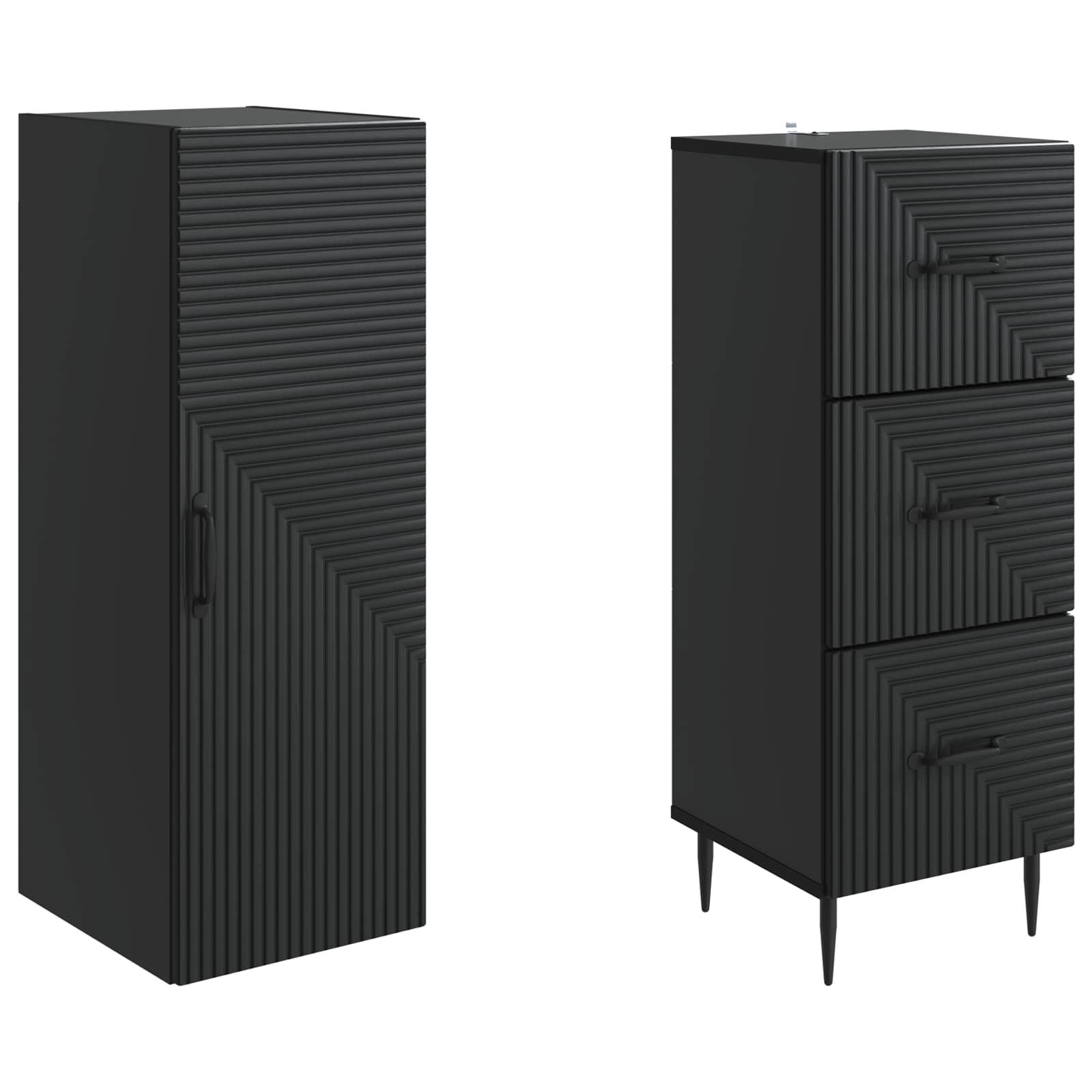 Σέτ Ντουλαπιών 2 pcs Μαύρο 33 x 34,5 x 90 εκ Επεξεργασμένο Ξύλο - Pakobazaar