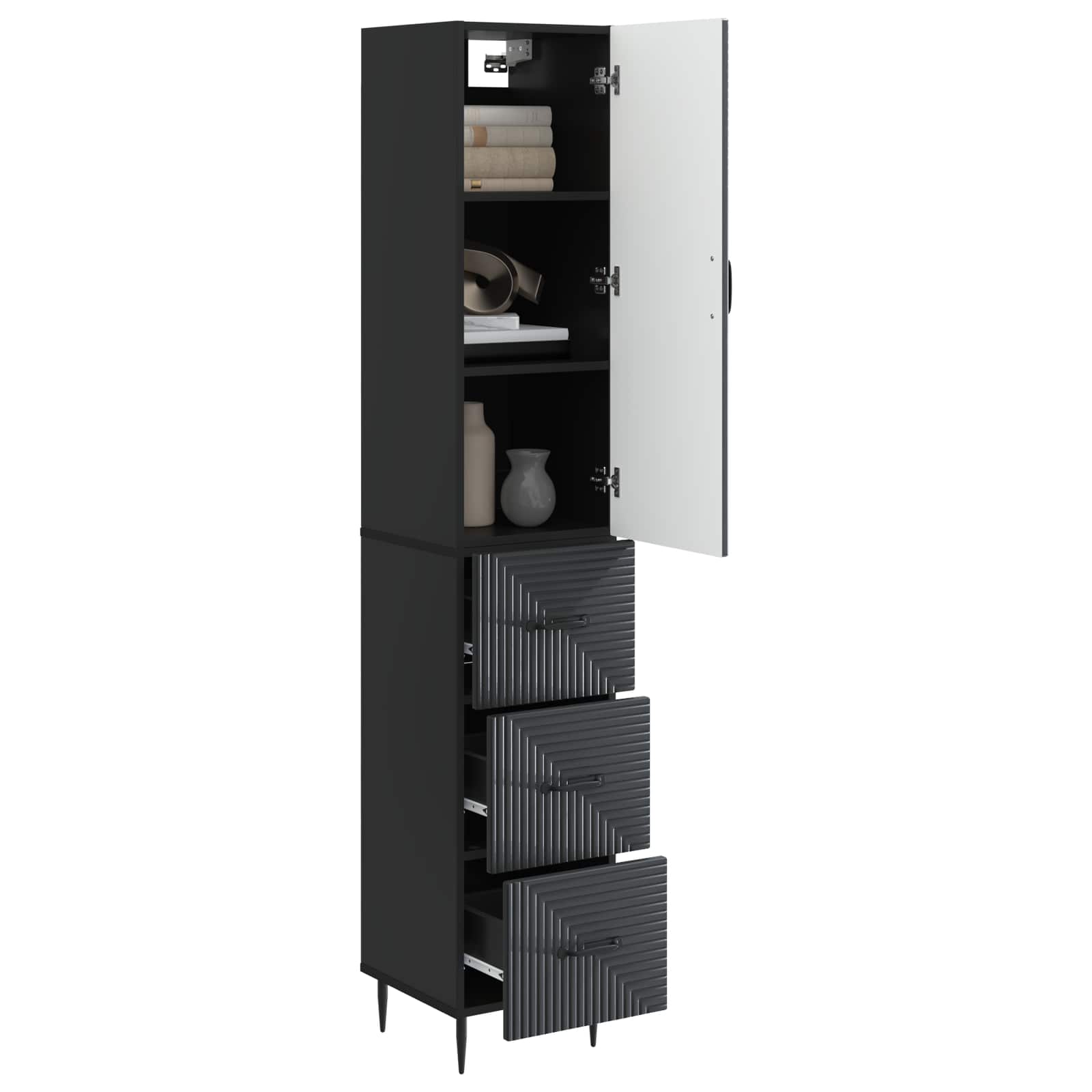 Σέτ Ντουλαπιών 2 pcs Μαύρο 33 x 34,5 x 90 εκ Επεξεργασμένο Ξύλο - Pakobazaar