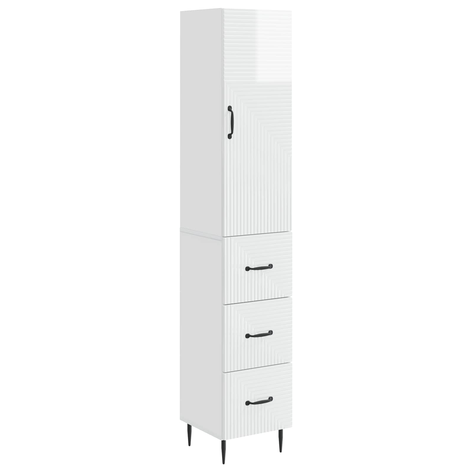 Σέτ Ντουλαπιών 2 pcs Γυαλιστερό Λευκό 33 x 34,5 x 90 εκ - Pakobazaar