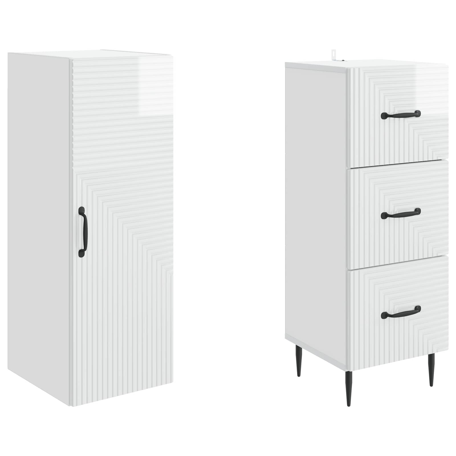 Σέτ Ντουλαπιών 2 pcs Γυαλιστερό Λευκό 33 x 34,5 x 90 εκ - Pakobazaar