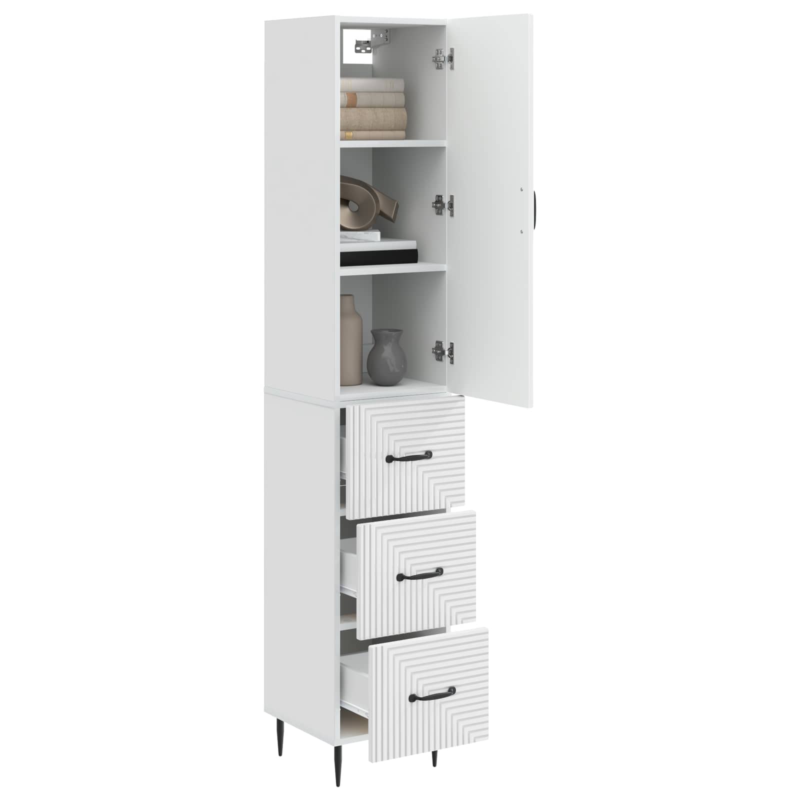 Σέτ Ντουλαπιών 2 pcs Γυαλιστερό Λευκό 33 x 34,5 x 90 εκ - Pakobazaar