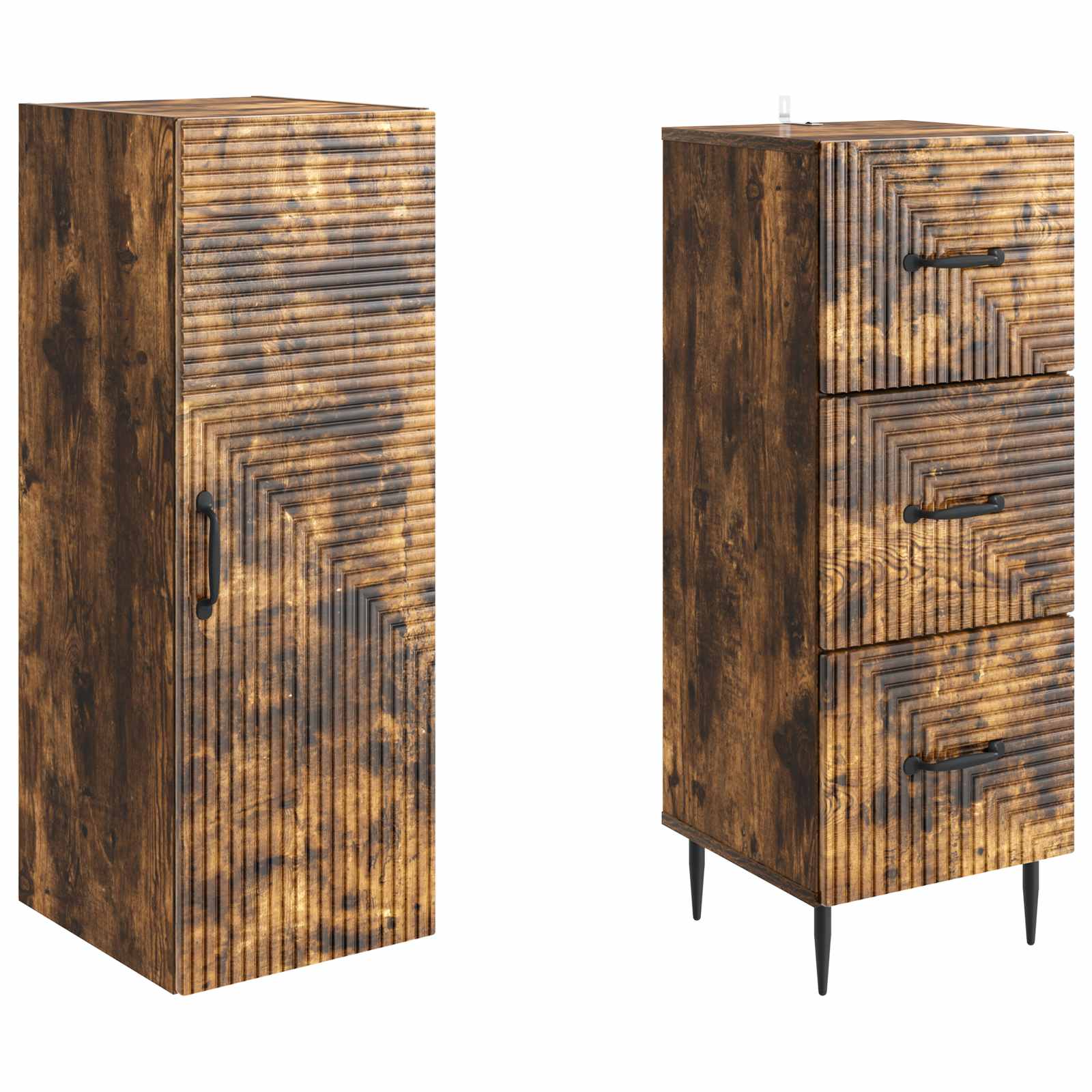 Σέτ Ντουλαπιών 2 pcs Καπνισμένο Ξύλο Δρυός 33 x 34,5 x 90 εκ - Pakobazaar