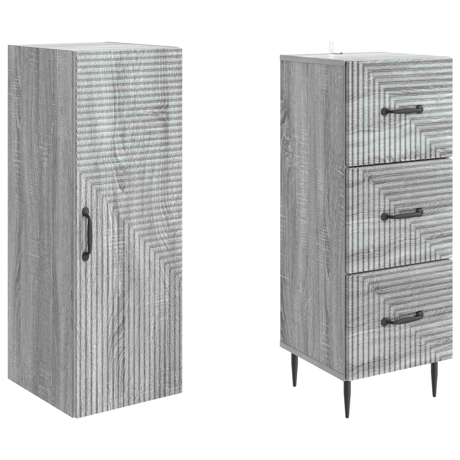 Σέτ Ντουλαπιών 2 pcs Γκρι Sonoma 33 x 34,5 x 90 εκ - Pakobazaar