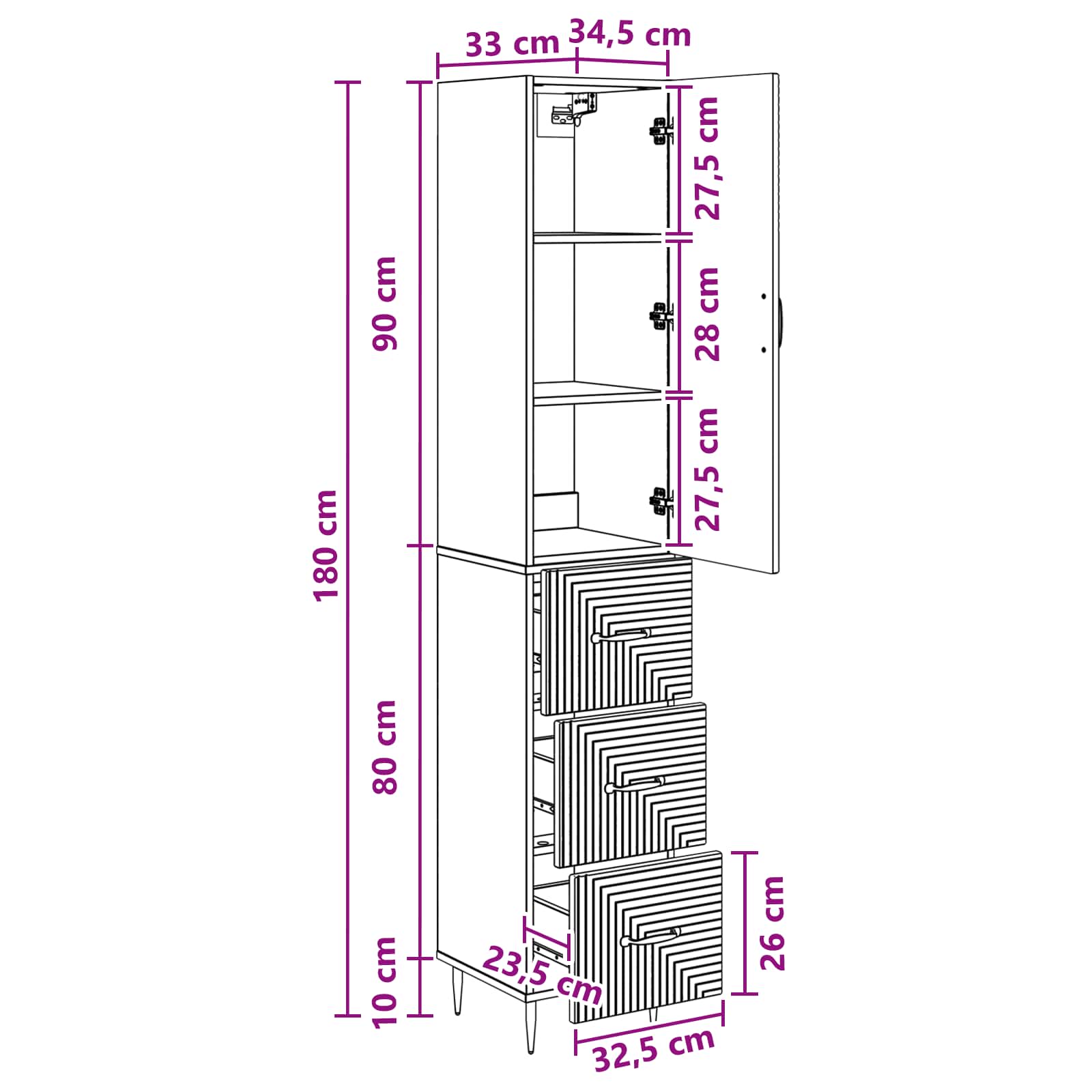 Σέτ Ντουλαπιών 2 pcs Γκρι Sonoma 33 x 34,5 x 90 εκ - Pakobazaar