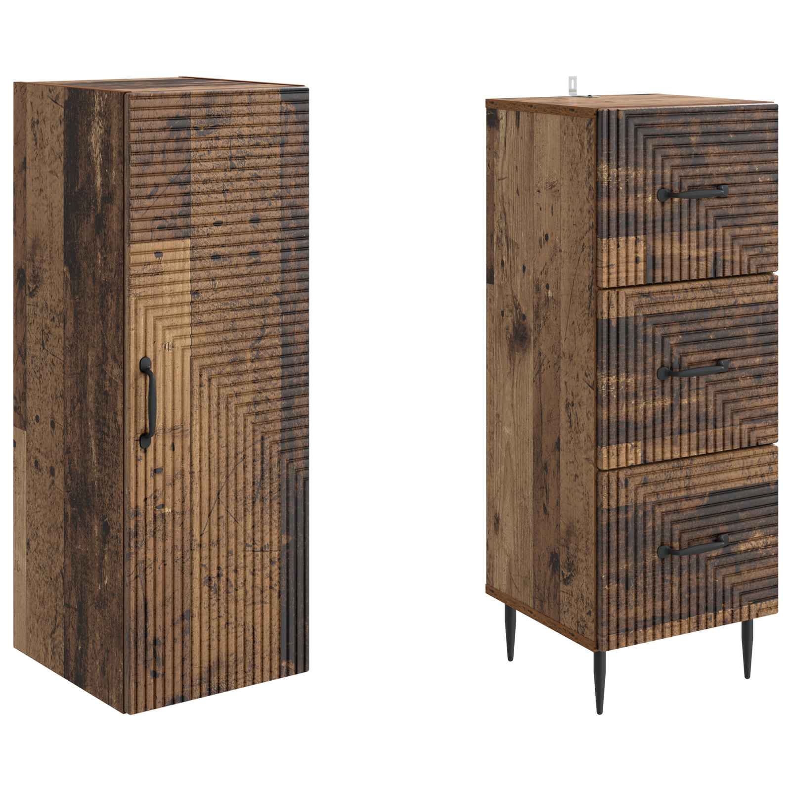 Σέτ Ντουλαπιών 2 pcs Παλαιωμένο ξύλο 33 x 34,5 x 90 εκ - Pakobazaar