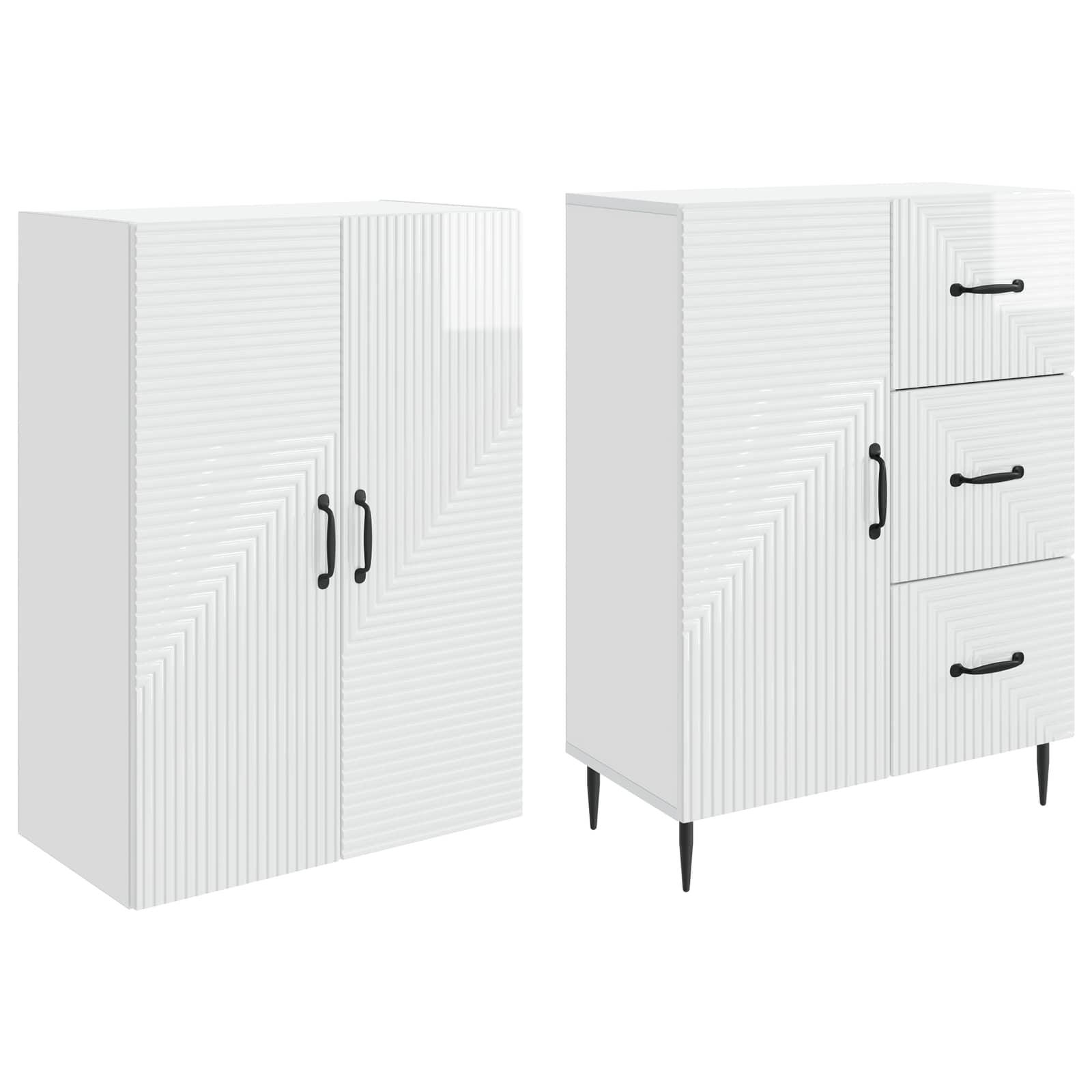 Σέτ Ντουλαπιών 2 pcs Γυαλιστερό Λευκό 66 x 34,5 x 89,5 εκ - Pakobazaar