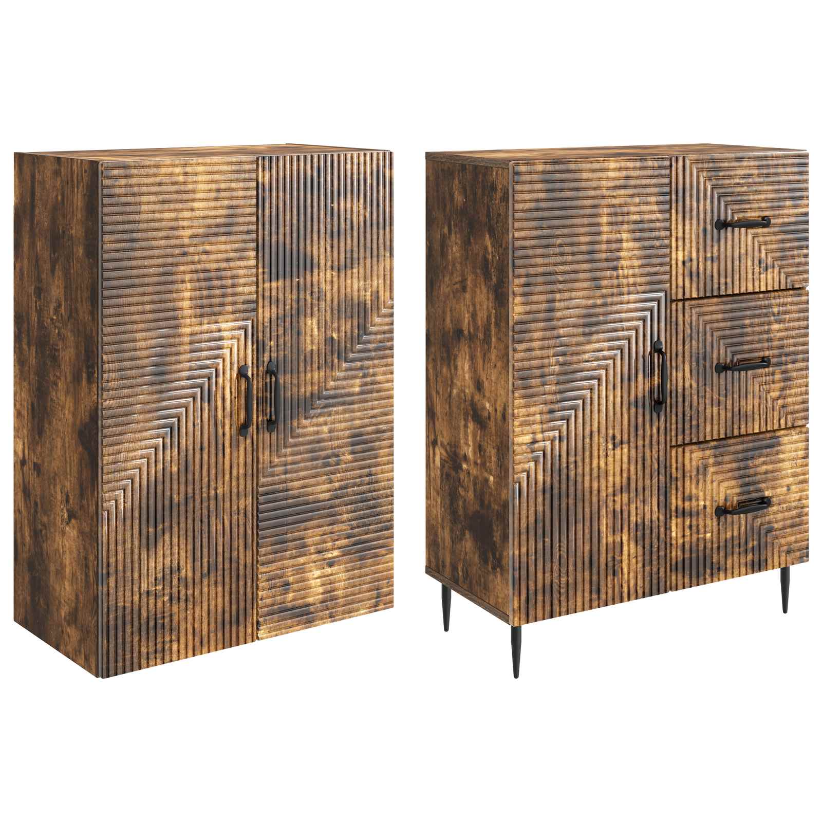 Σέτ Ντουλαπιών 2 pcs Καπνισμένο Ξύλο Δρυός 66 x 34,5 x 89,5 εκ - Pakobazaar