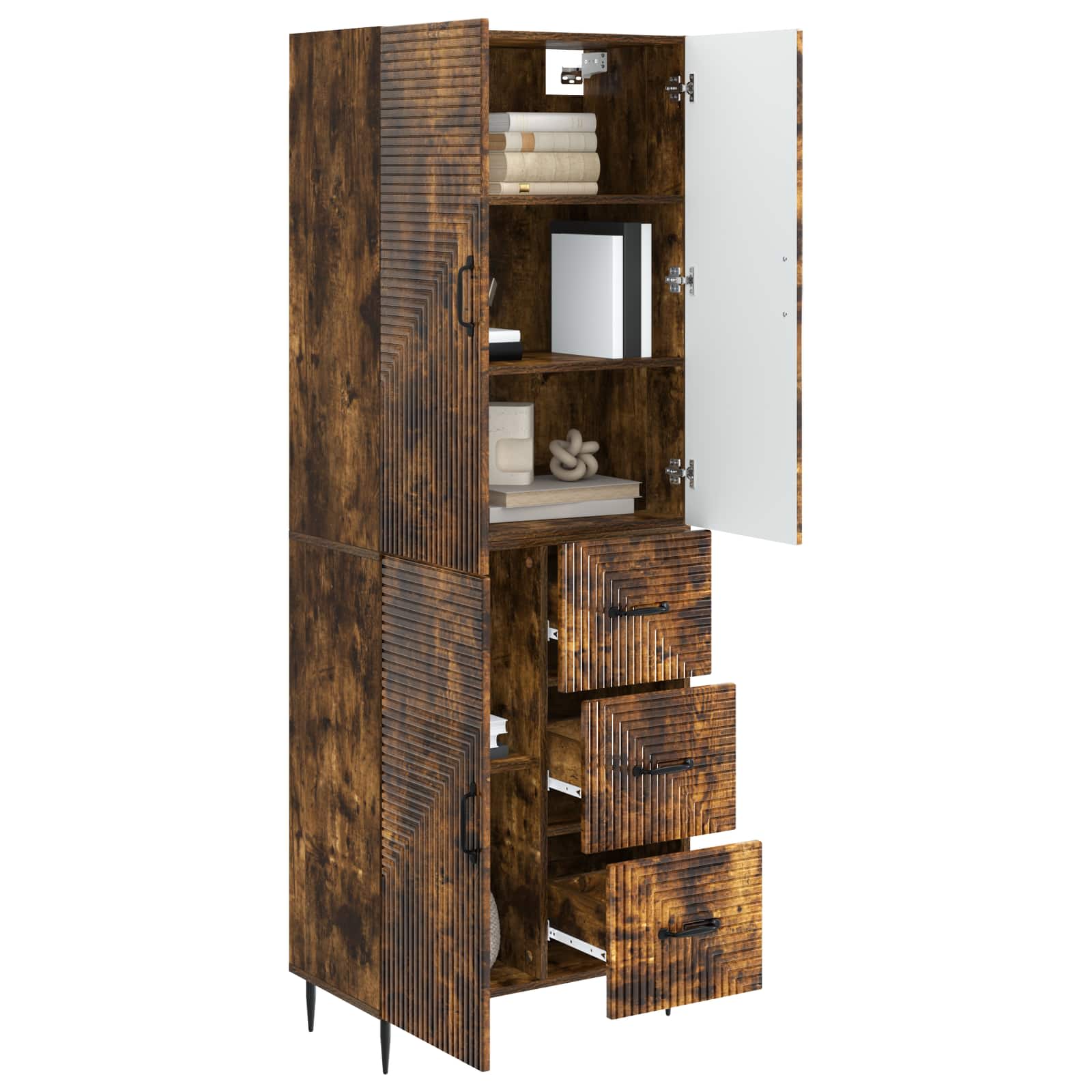Σέτ Ντουλαπιών 2 pcs Καπνισμένο Ξύλο Δρυός 66 x 34,5 x 89,5 εκ - Pakobazaar