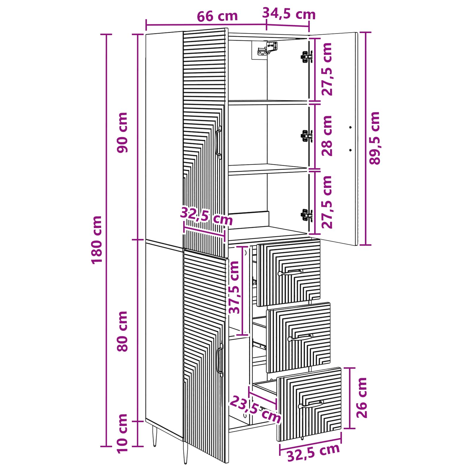 Σέτ Ντουλαπιών 2 pcs Καπνισμένο Ξύλο Δρυός 66 x 34,5 x 89,5 εκ - Pakobazaar