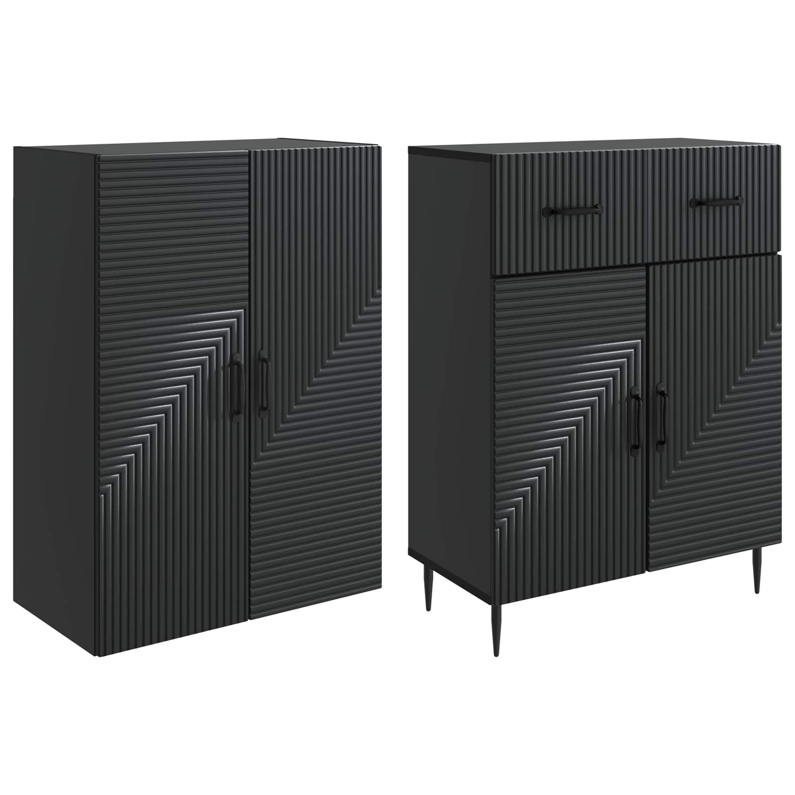 Σέτ Ντουλαπιών 2 pcs Μαύρο 66 x 34,5 x 89,5 εκ - Pakobazaar