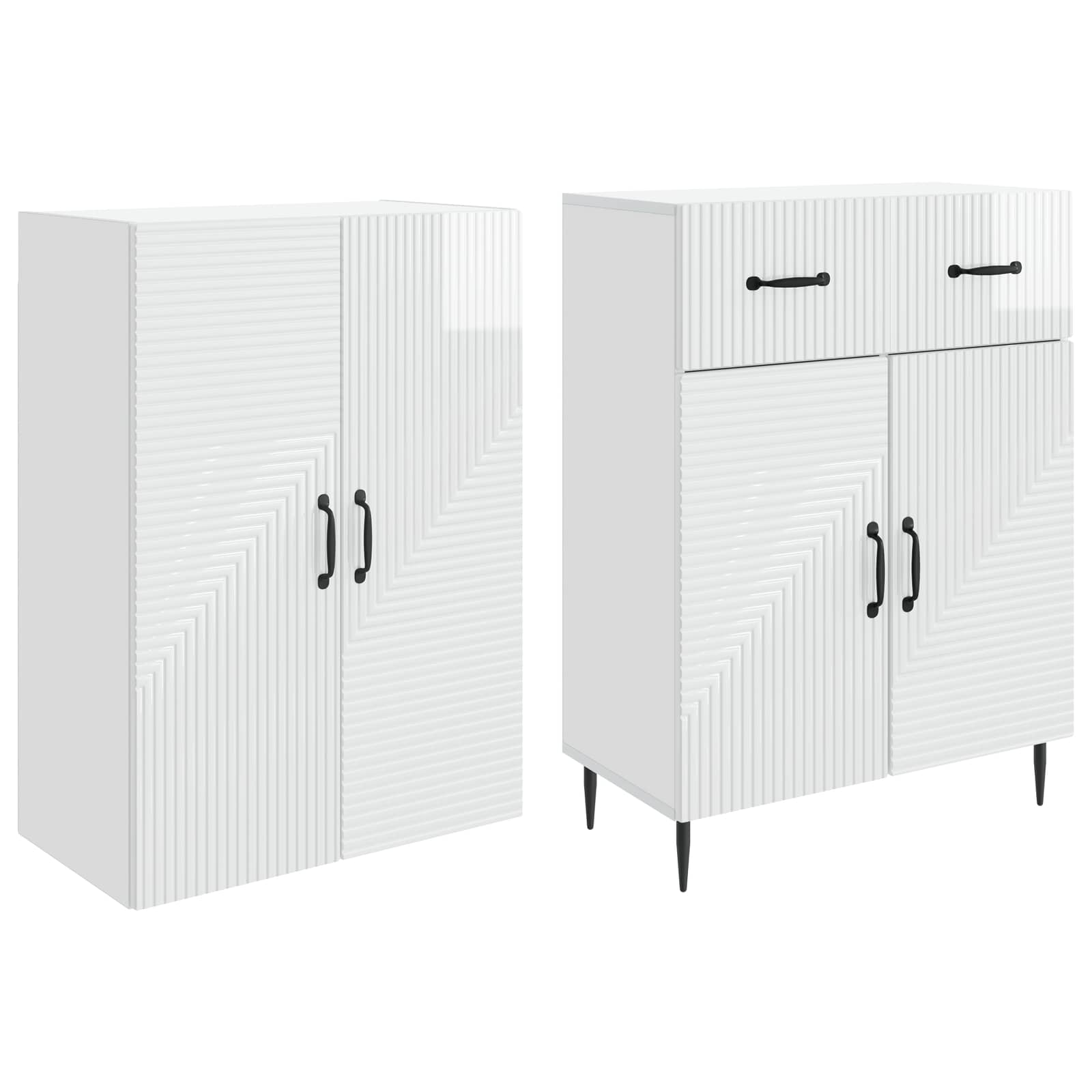 Σέτ Ντουλαπιών 2 pcs Γυαλιστερό Λευκό 66 x 34,5 x 89,5 εκ - Pakobazaar