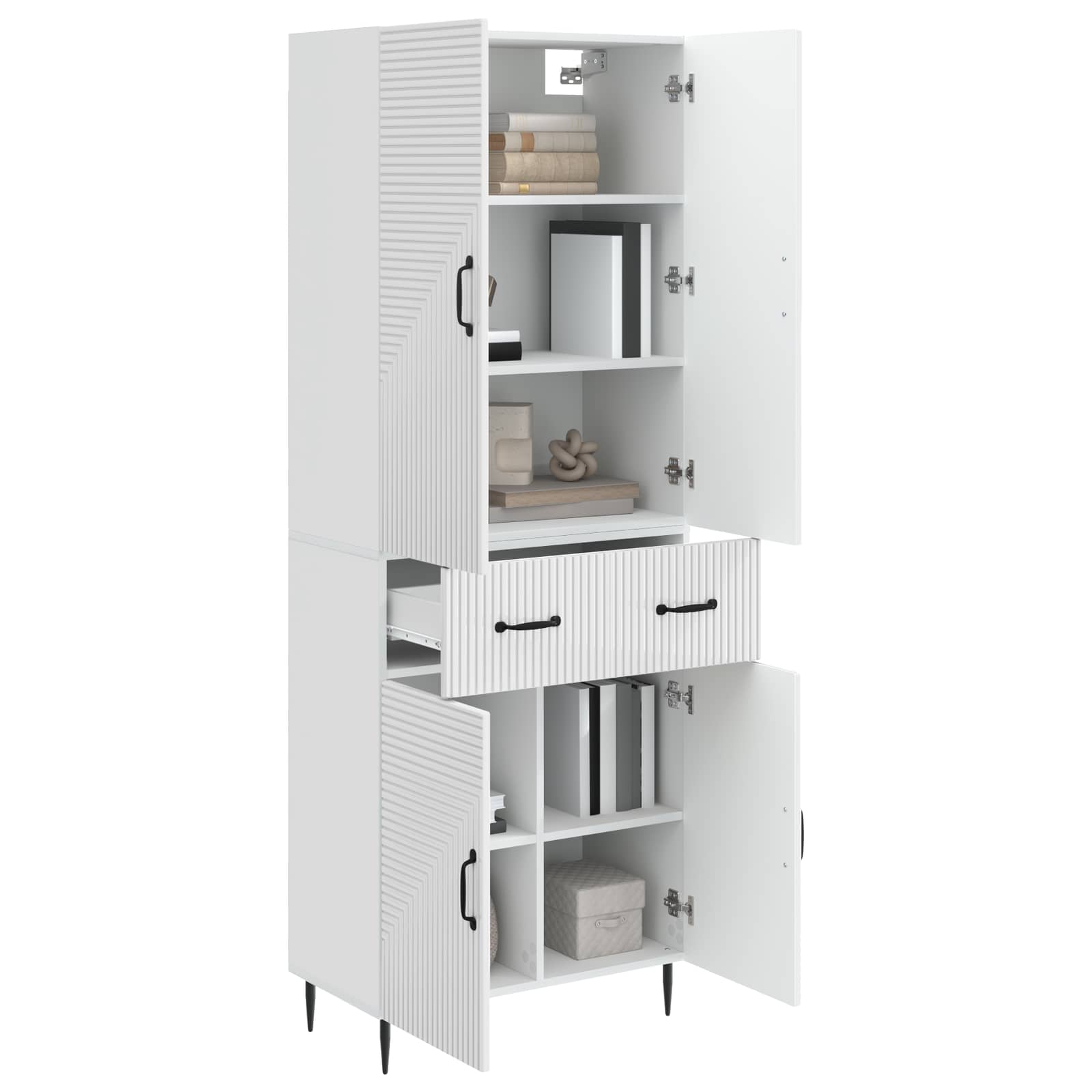 Σέτ Ντουλαπιών 2 pcs Γυαλιστερό Λευκό 66 x 34,5 x 89,5 εκ - Pakobazaar