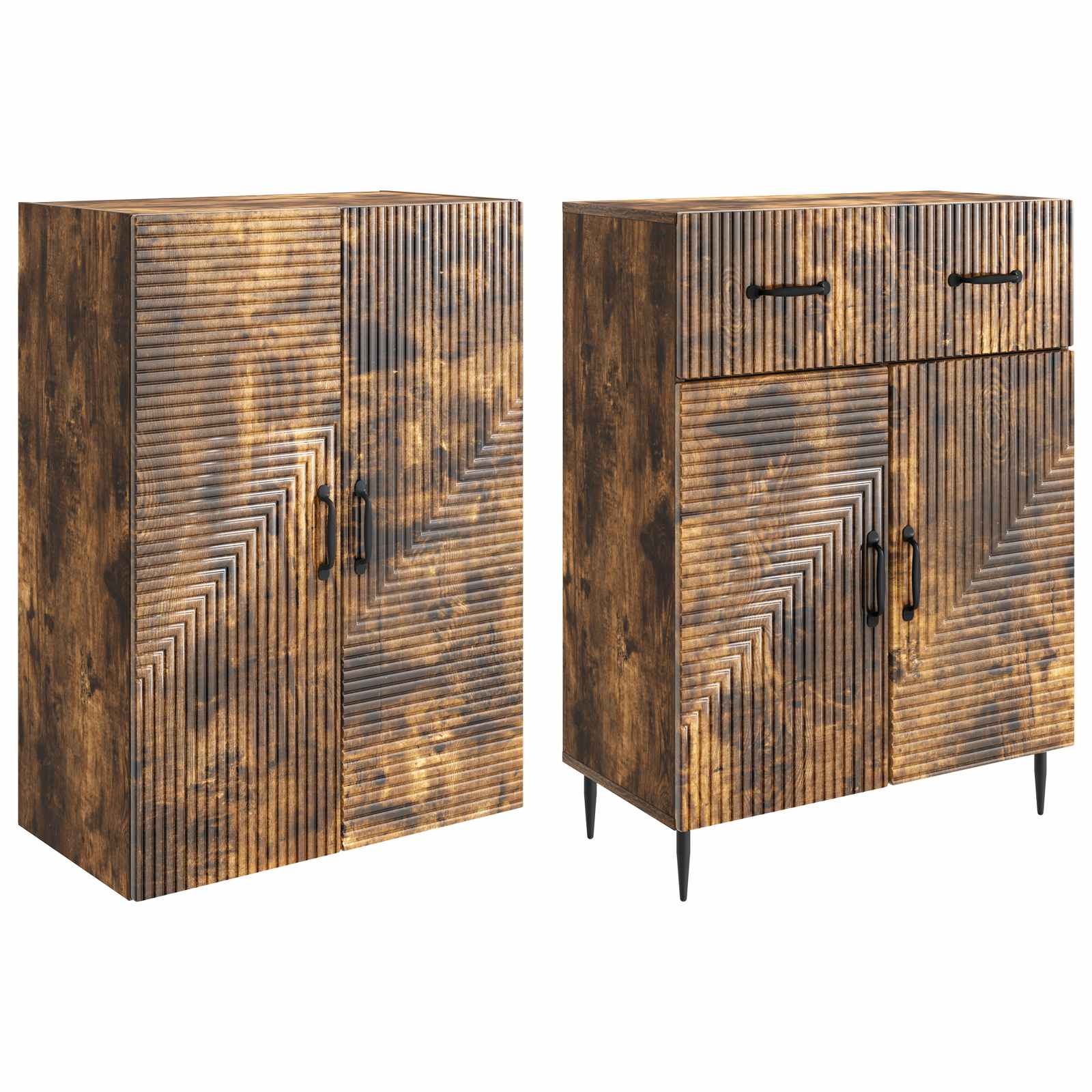 Σέτ Ντουλαπιών 2 pcs Καπνισμένο Ξύλο Δρυός 66 x 34,5 x 89,5 εκ - Pakobazaar