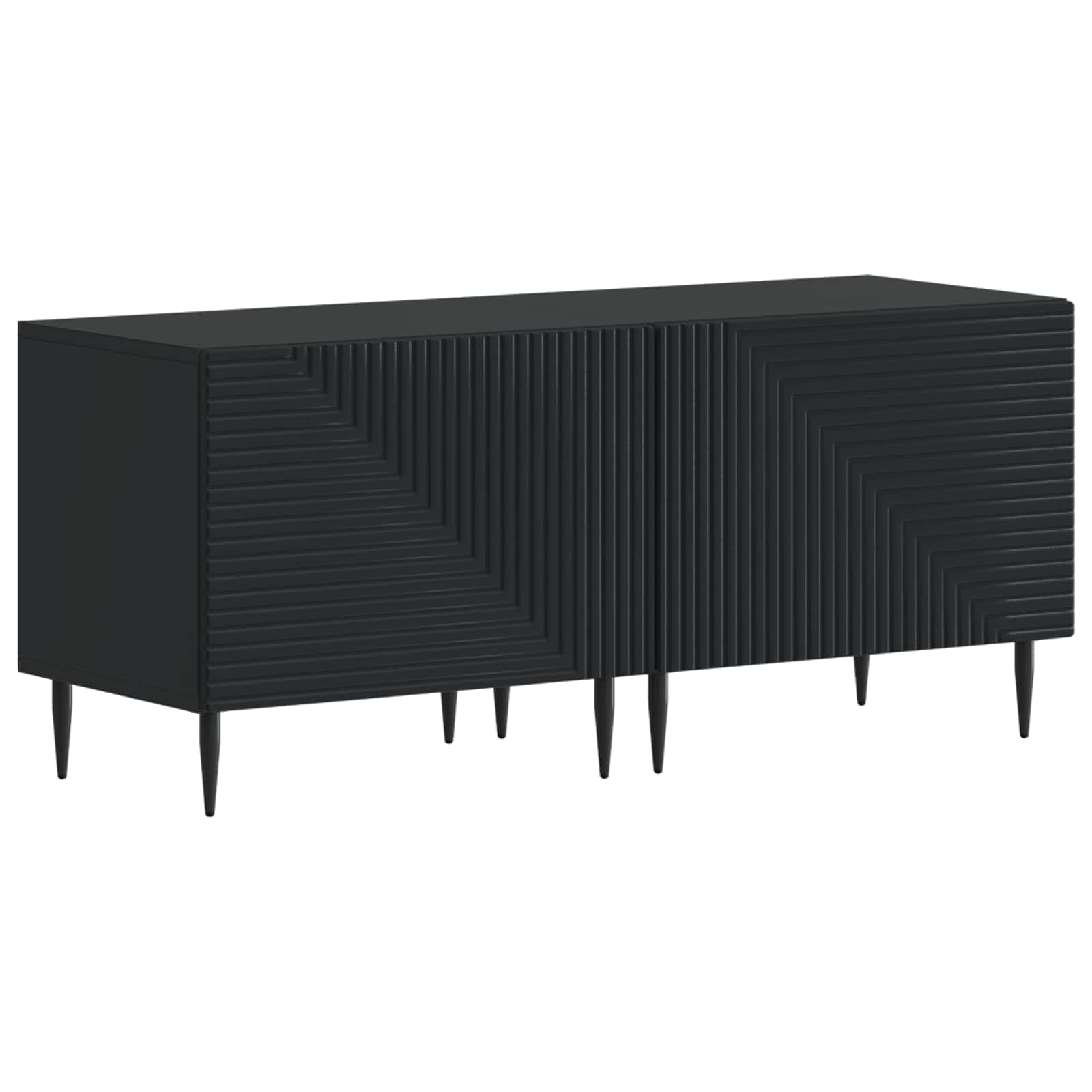 3 Τεμάχια LED Τηλεοπτική Ντουλάπα Μαύρο Επεξεργασμένο Ξύλο - Pakobazaar