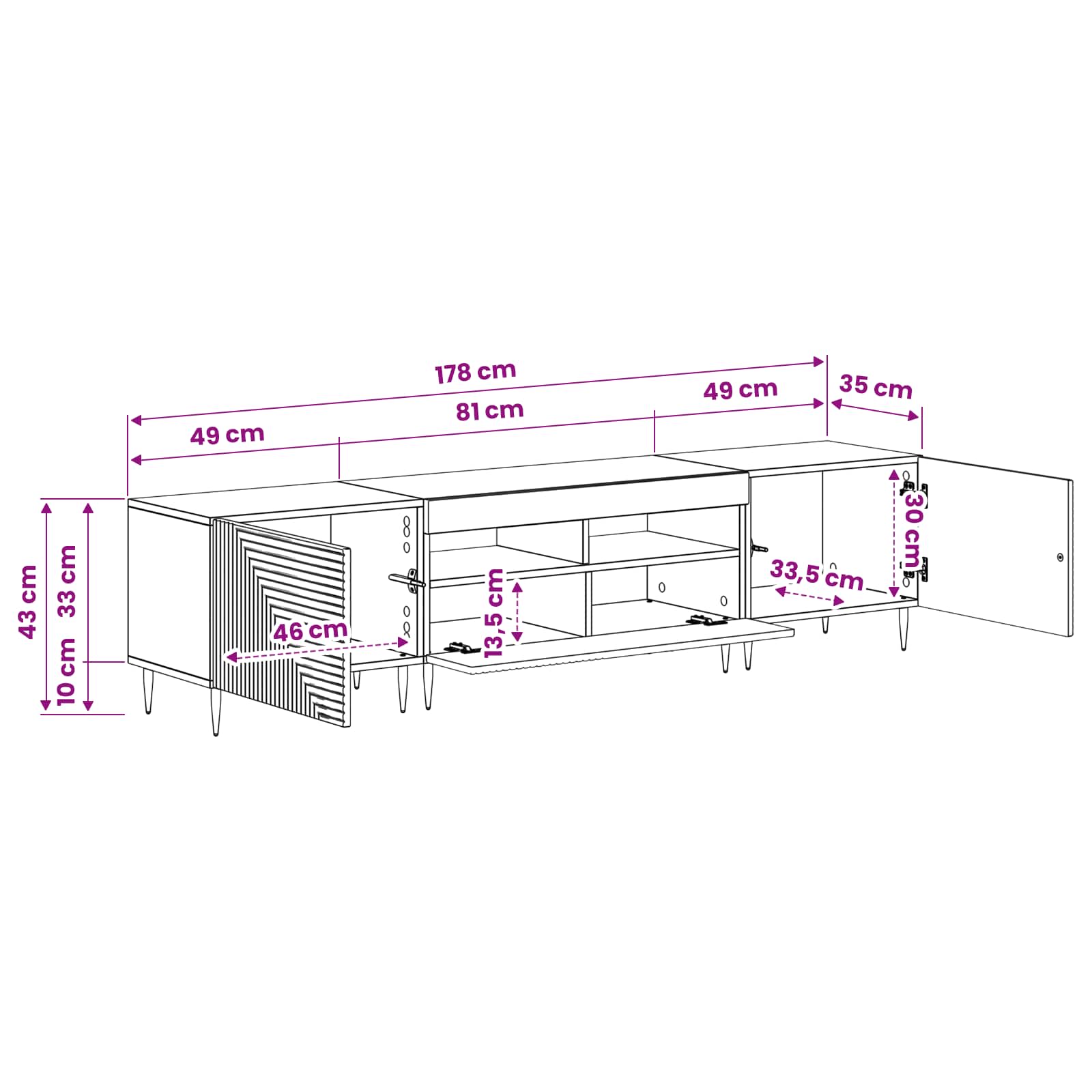 3 Τεμάχια LED Τηλεοπτική Ντουλάπα Sonoma Δρυς - Pakobazaar