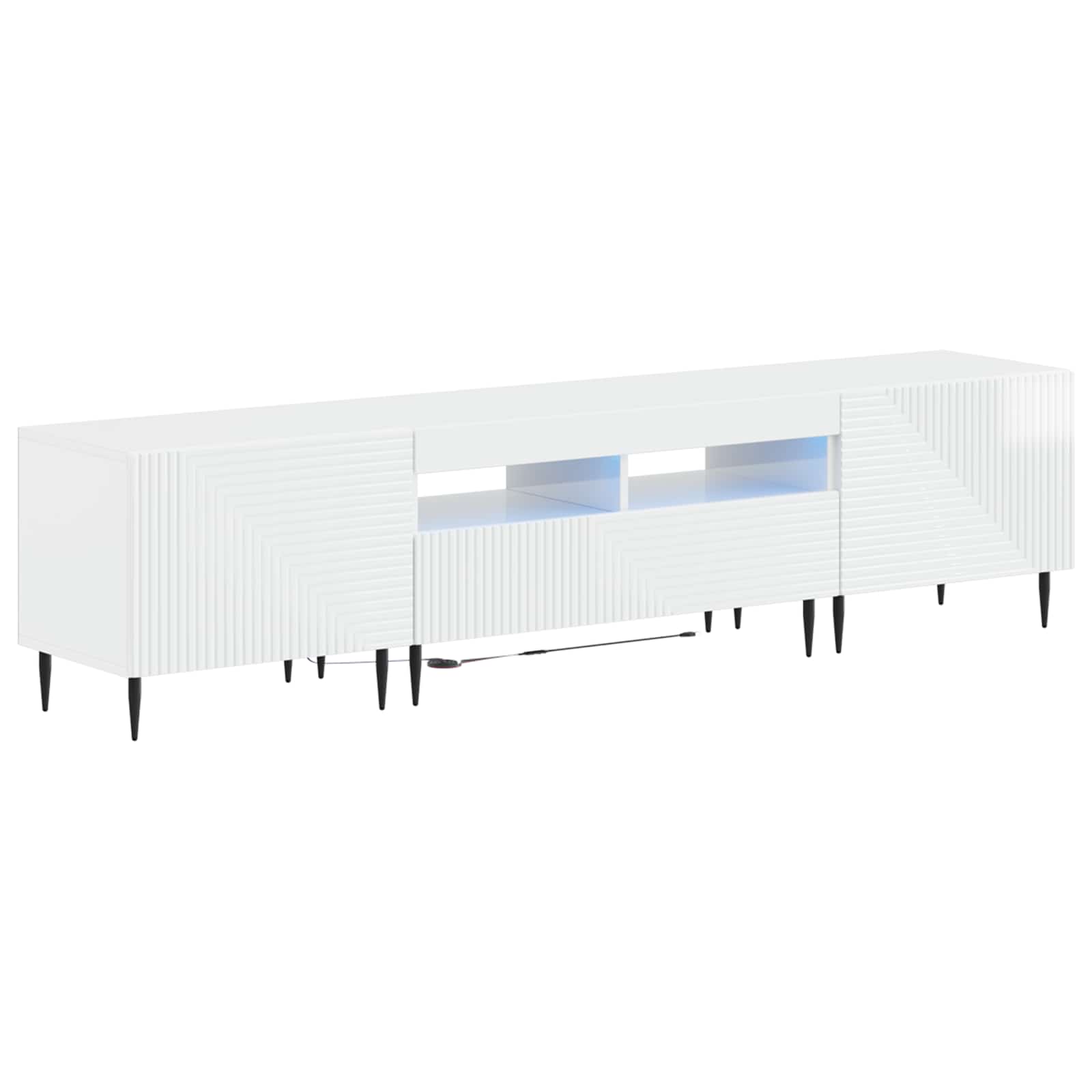 3 Τεμάχια LED Τηλεοπτική Ντουλάπα Γυαλιστερό Λευκό - Pakobazaar