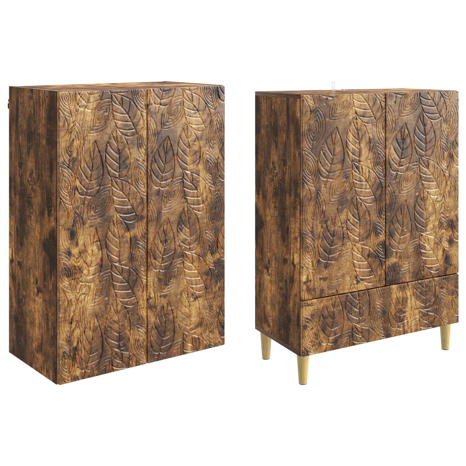 Σέτ Ντουλαπιών 2 pcs Καπνισμένο Ξύλο Δρυός Επεξεργασμένο Ξύλο - Pakobazaar