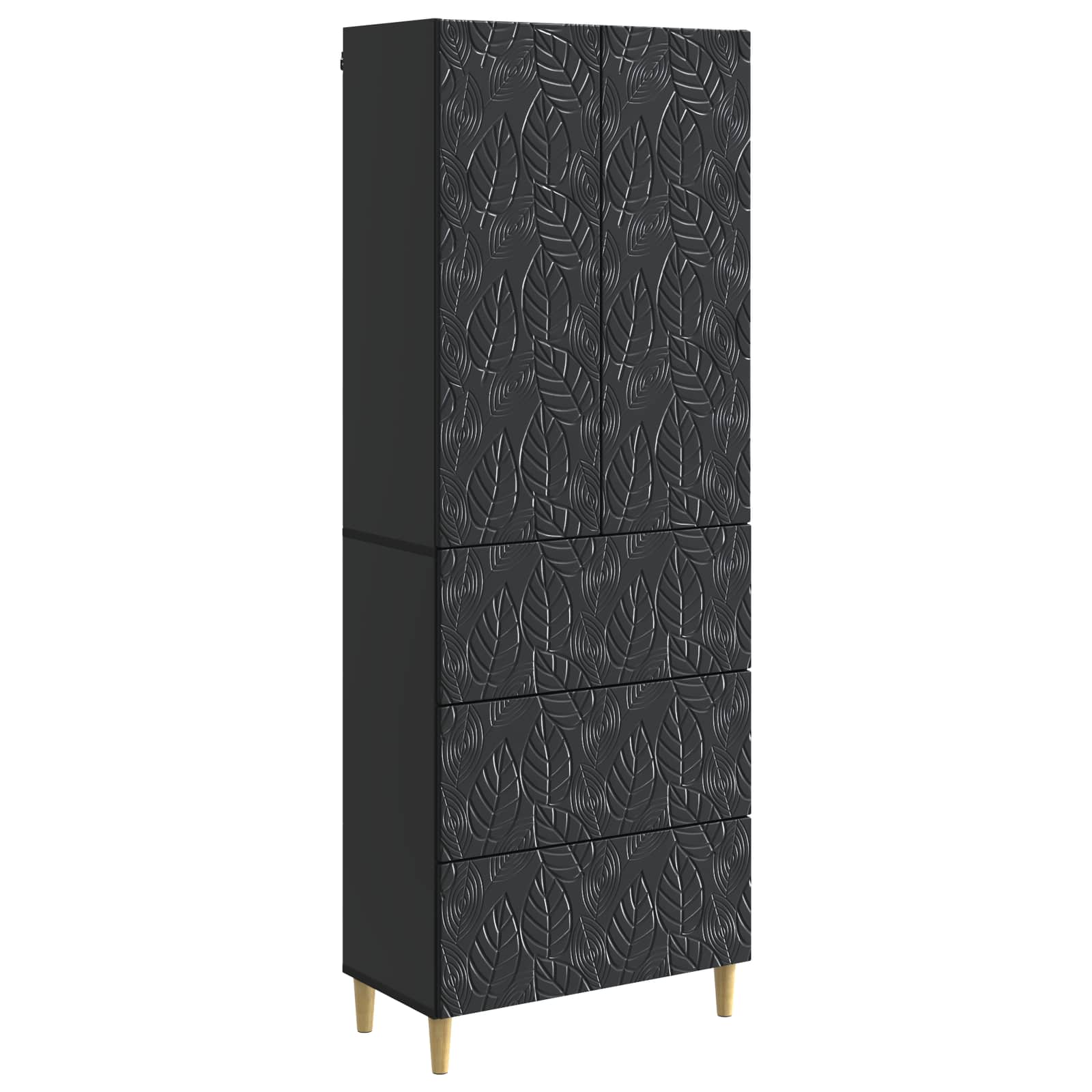 Σέτ Ντουλαπιών 2 pcs Μαύρο 66 x 34,5 x 90 εκ Επεξεργασμένο Ξύλο - Pakobazaar