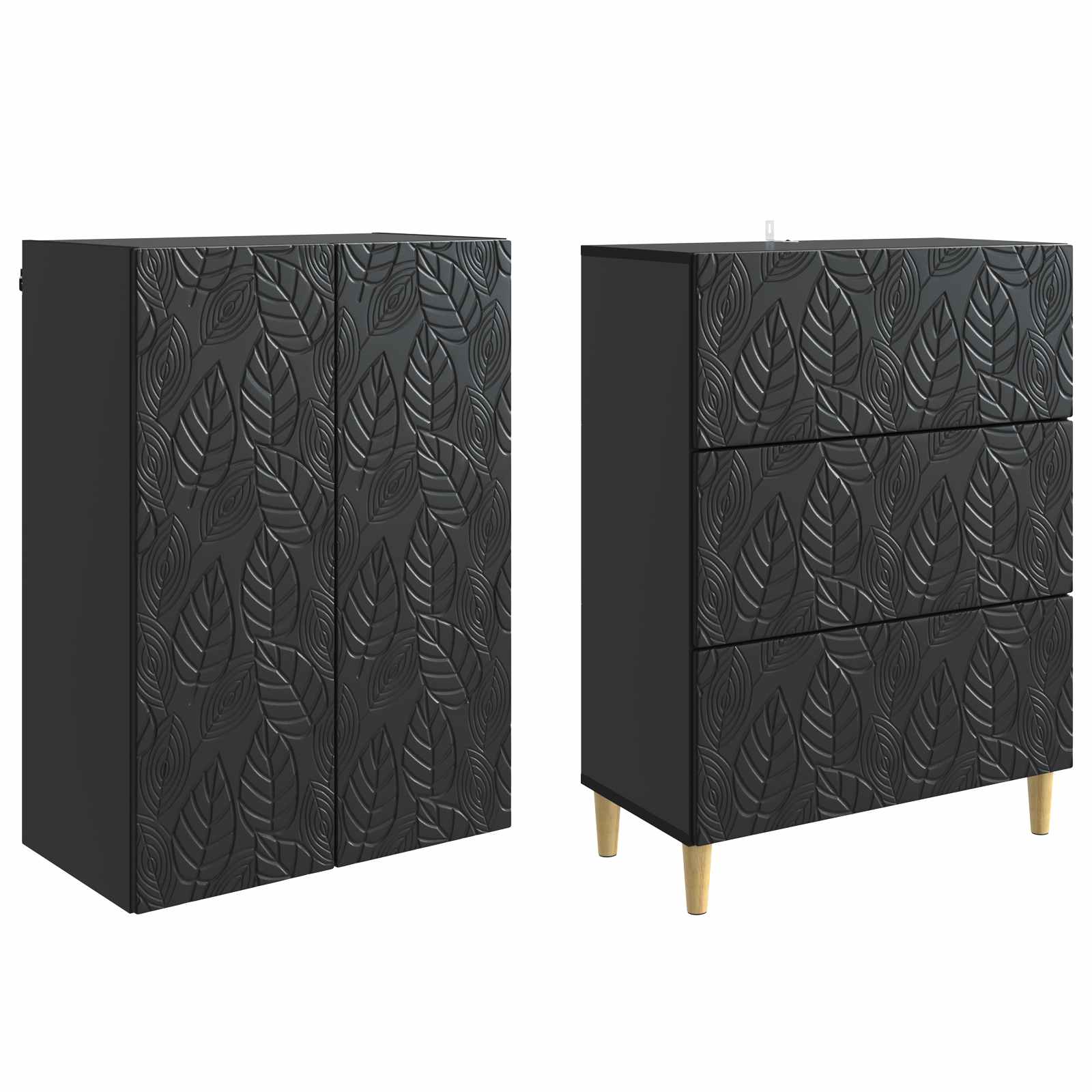 Σέτ Ντουλαπιών 2 pcs Μαύρο 66 x 34,5 x 90 εκ Επεξεργασμένο Ξύλο - Pakobazaar