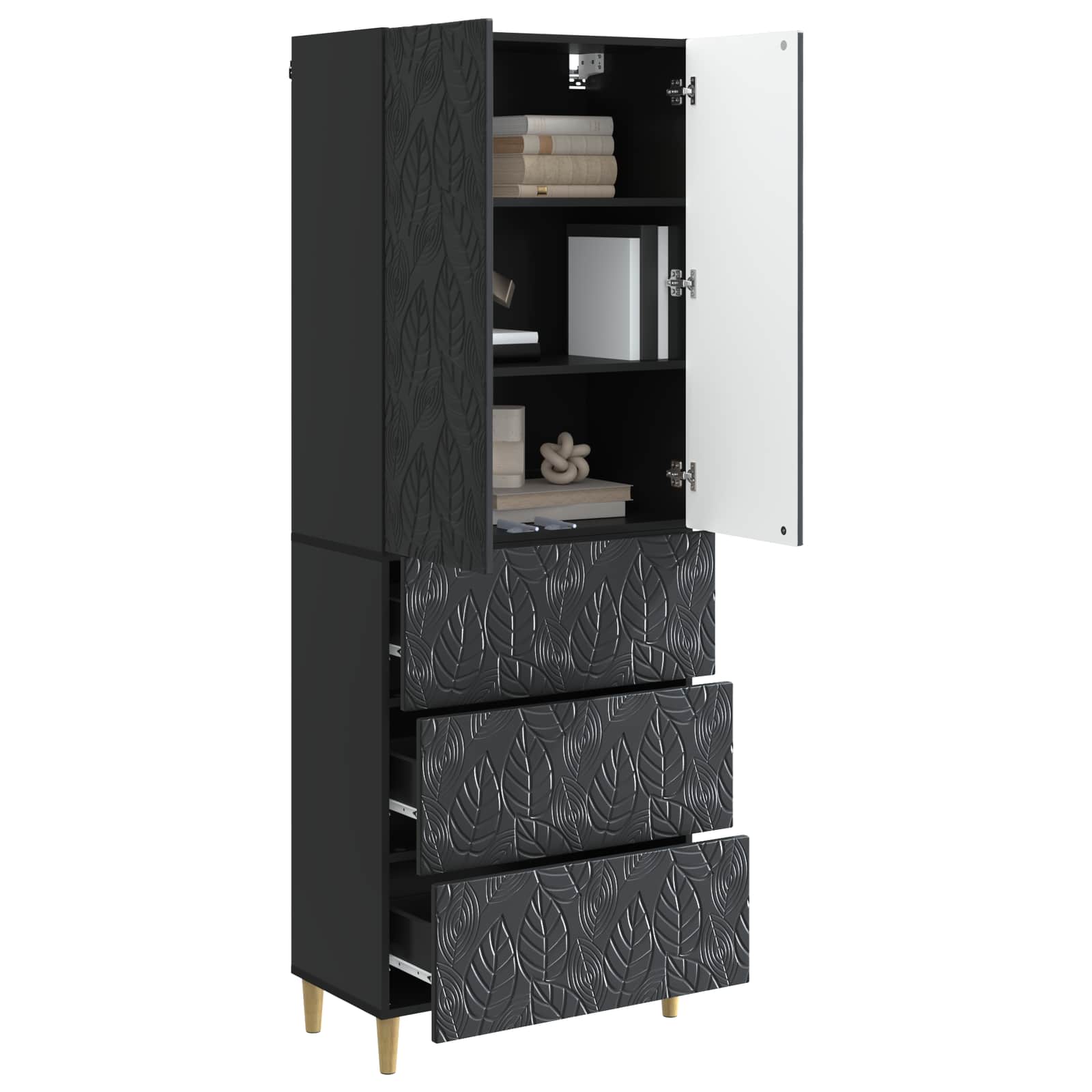 Σέτ Ντουλαπιών 2 pcs Μαύρο 66 x 34,5 x 90 εκ Επεξεργασμένο Ξύλο - Pakobazaar