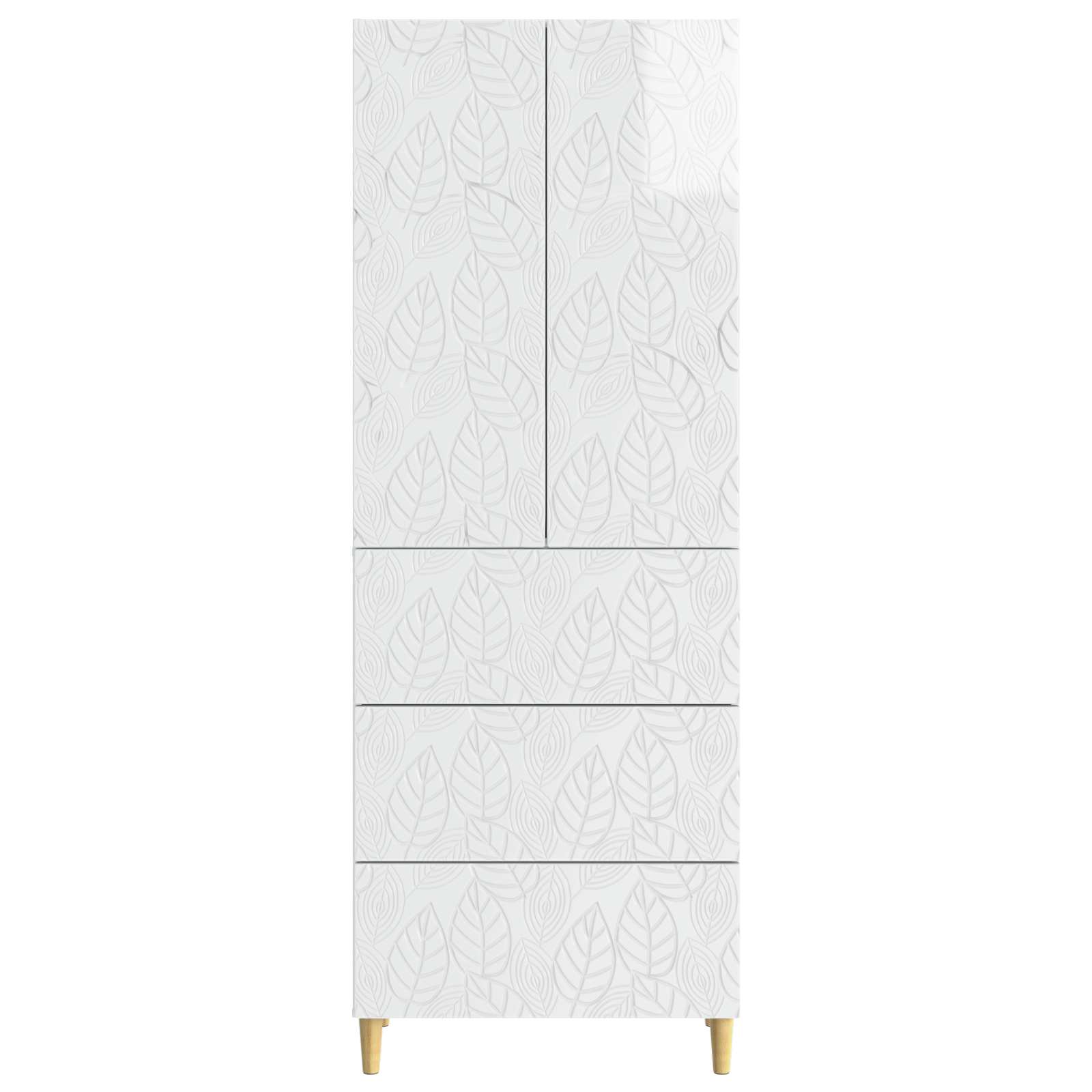 Σέτ Ντουλαπιών 2 pcs Γυαλιστερό Λευκό 66 x 34,5 x 90 εκ - Pakobazaar
