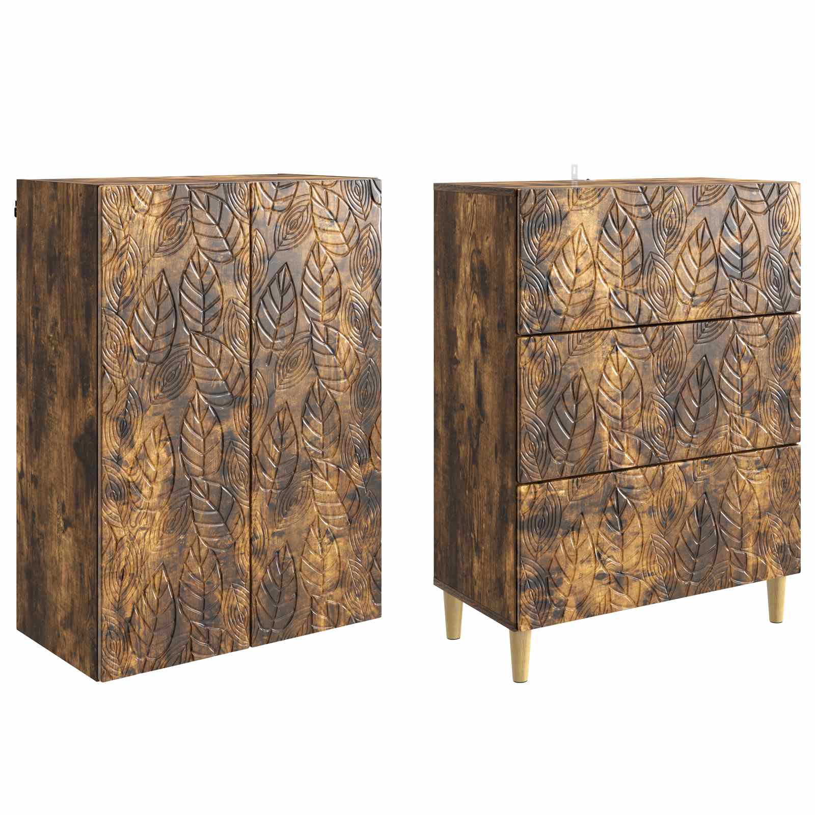 Σέτ Ντουλαπιών 2 pcs Καπνισμένο Ξύλο Δρυός 66 x 34,5 x 90 εκ - Pakobazaar