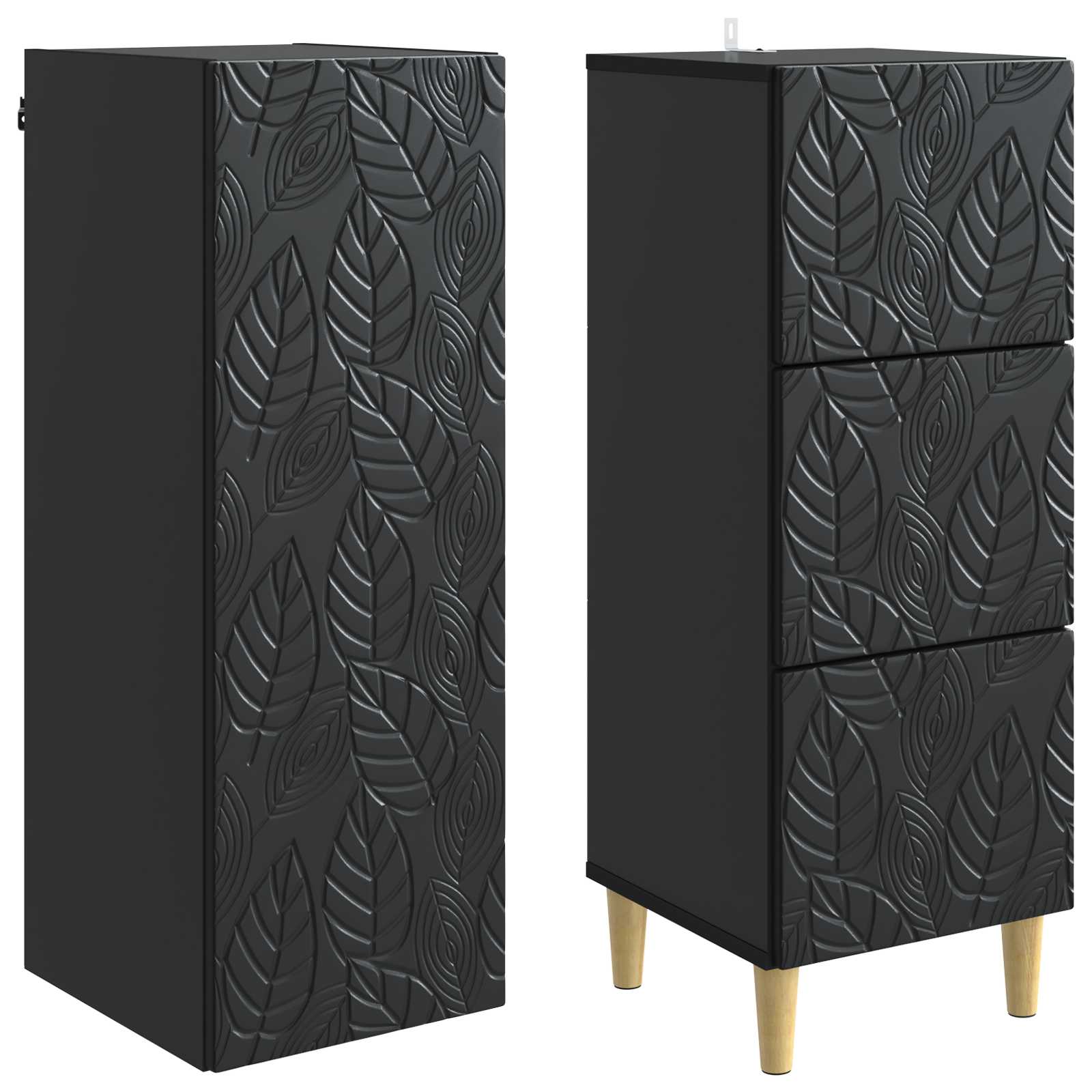 Σέτ Ντουλαπιών 2 pcs Μαύρο 33 x 34,5 x 90 εκ Επεξεργασμένο Ξύλο - Pakobazaar