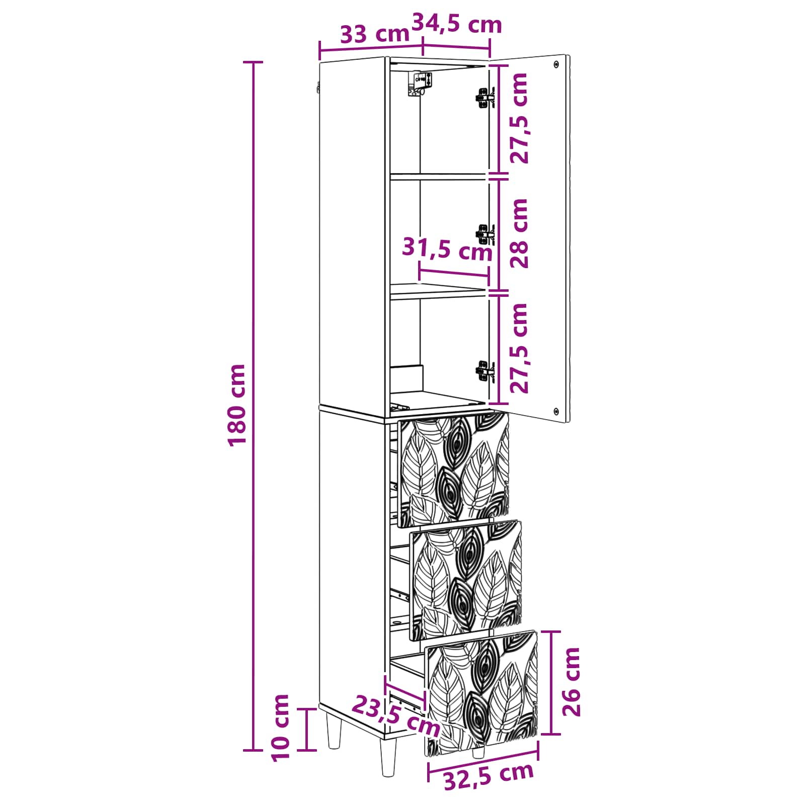 Σέτ Ντουλαπιών 2 pcs Μαύρο 33 x 34,5 x 90 εκ Επεξεργασμένο Ξύλο - Pakobazaar