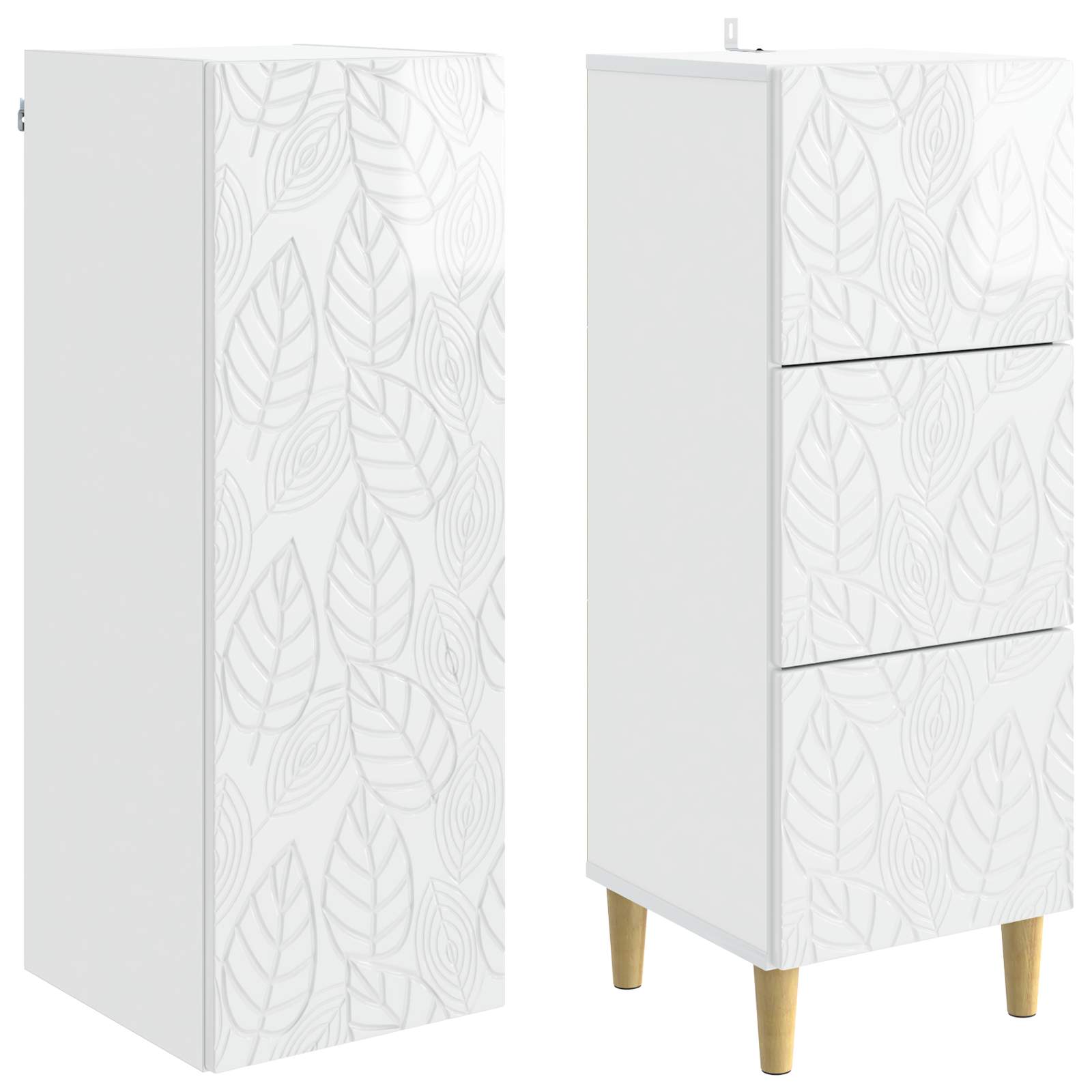Σέτ Ντουλαπιών 2 pcs Γυαλιστερό Λευκό 33 x 34,5 x 90 εκ - Pakobazaar