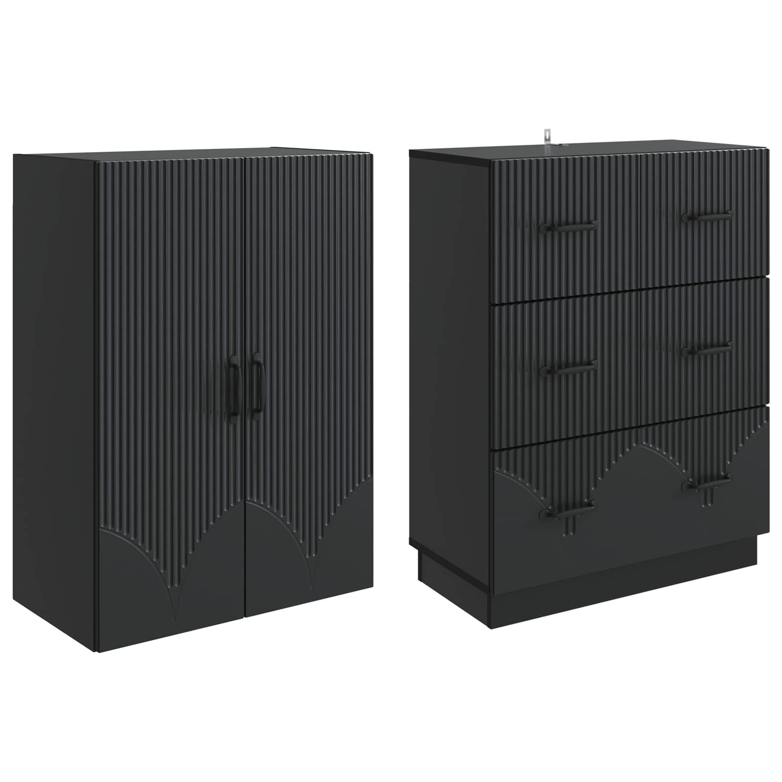 Σέτ Ντουλαπιών 2 pcs Μαύρο 66 x 34,5 x 87 εκ. - Pakobazaar