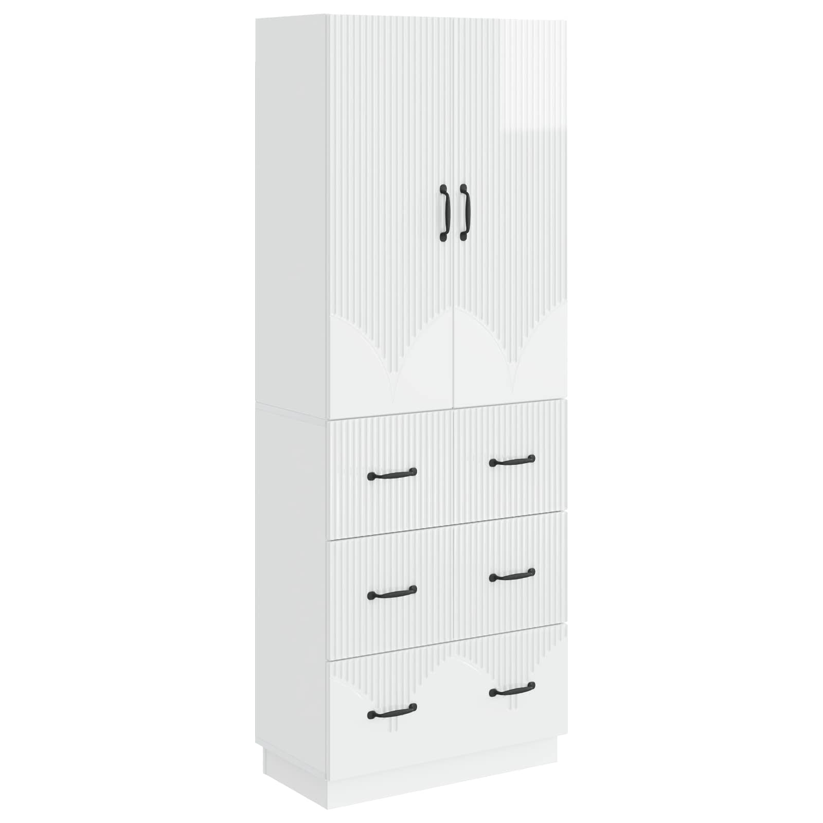 Σέτ Ντουλαπιών 2 pcs Γυαλιστερό Λευκό 66 x 34,5 x 87 εκ. - Pakobazaar