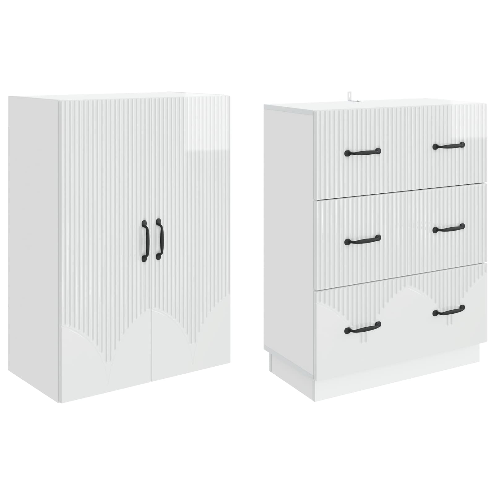 Σέτ Ντουλαπιών 2 pcs Γυαλιστερό Λευκό 66 x 34,5 x 87 εκ. - Pakobazaar