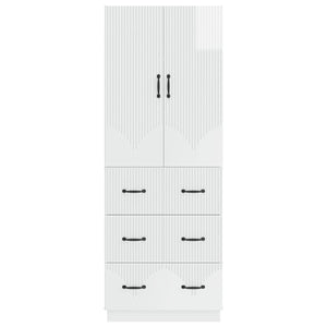 Σέτ Ντουλαπιών 2 pcs Γυαλιστερό Λευκό 66 x 34,5 x 87 εκ. - Pakobazaar