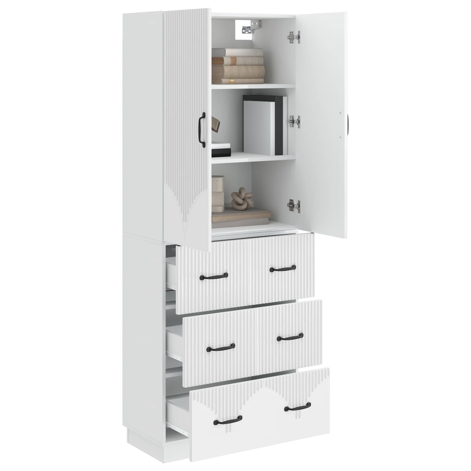 Σέτ Ντουλαπιών 2 pcs Γυαλιστερό Λευκό 66 x 34,5 x 87 εκ. - Pakobazaar