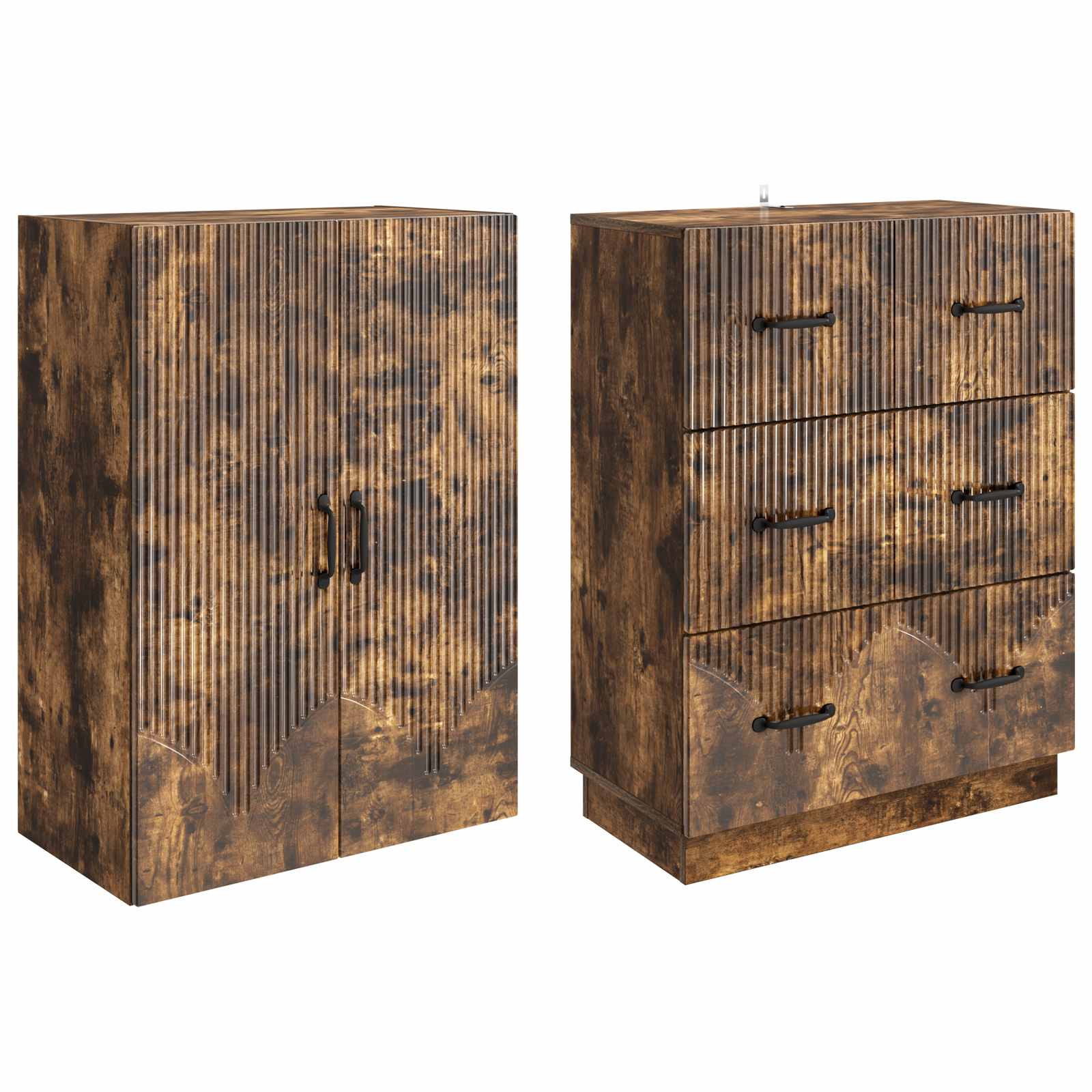 Σέτ Ντουλαπιών 2 pcs Καπνισμένο Ξύλο Δρυός 66 x 34,5 x 87 εκ. - Pakobazaar