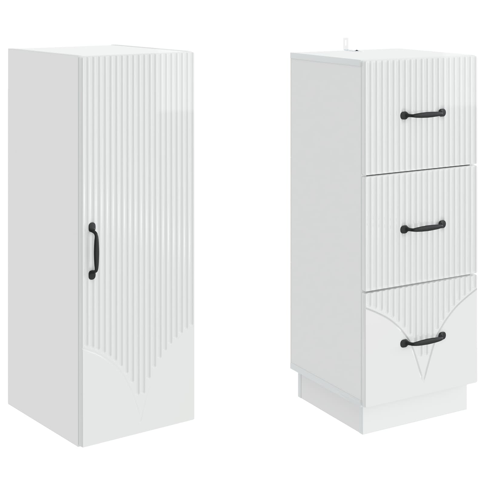 Σέτ Ντουλαπιών 2 pcs Γυαλιστερό Λευκό 33 x 34,5 x 87 εκ. - Pakobazaar