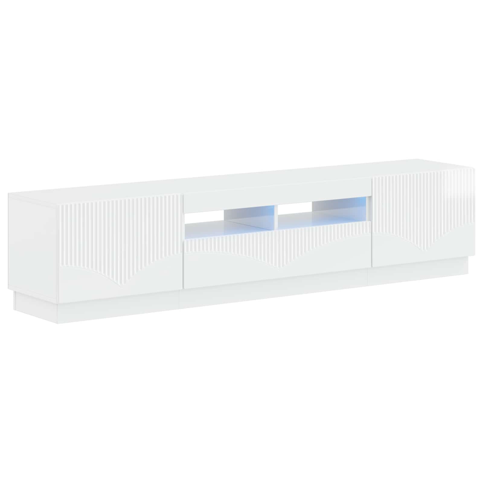 5 Τεμάχια LED Τηλεοπτικού Ντουλαπιού Γυαλιστερό Λευκό - Pakobazaar