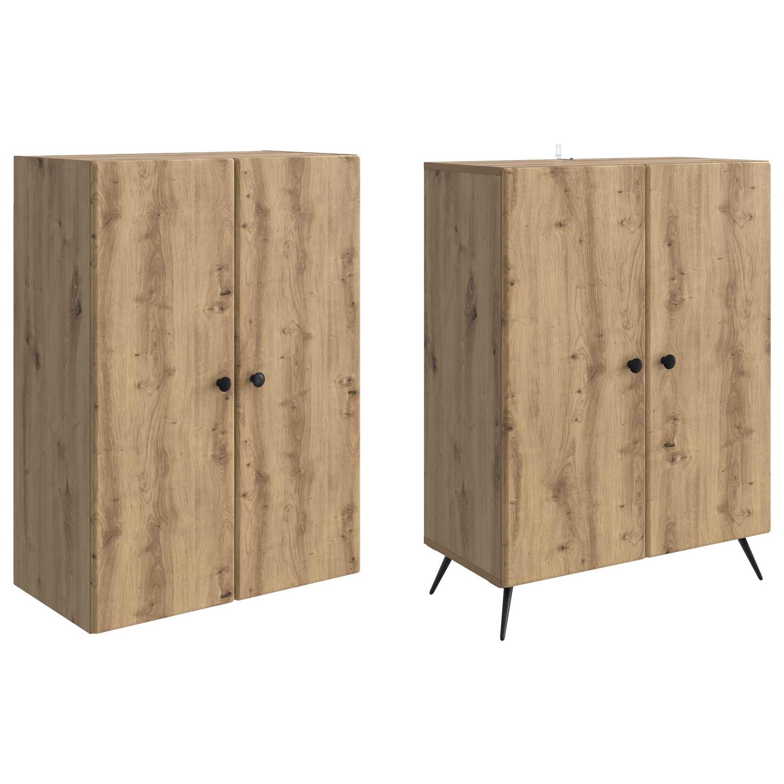 Σέτ Ντουλαπιών 2 pcs Artisan Δρυς Επεξεργασμένο Ξύλο - Pakobazaar