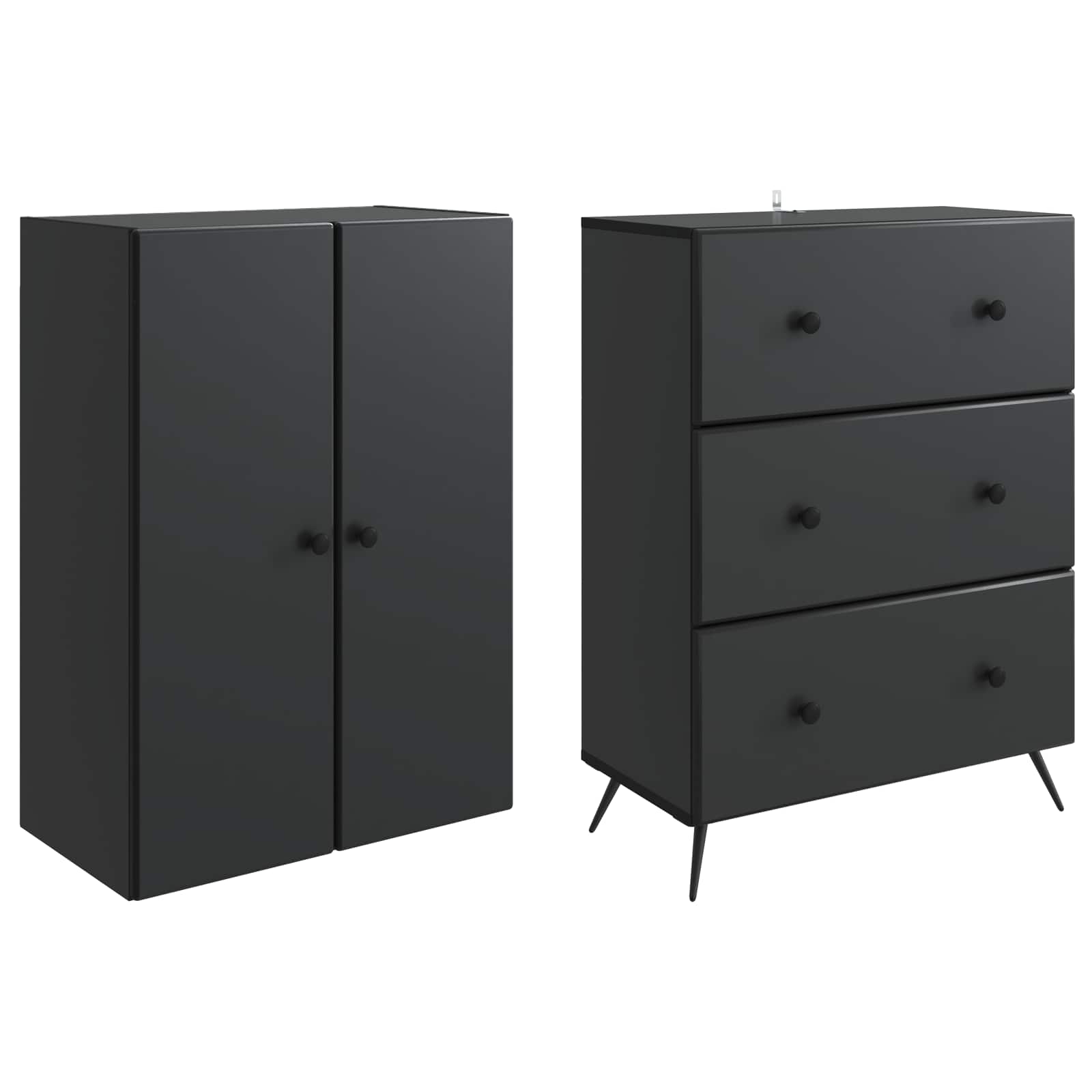 Σέτ Ντουλαπιών 2 pcs Μαύρο 66 x 34,5 x 90 εκ Επεξεργασμένο Ξύλο - Pakobazaar