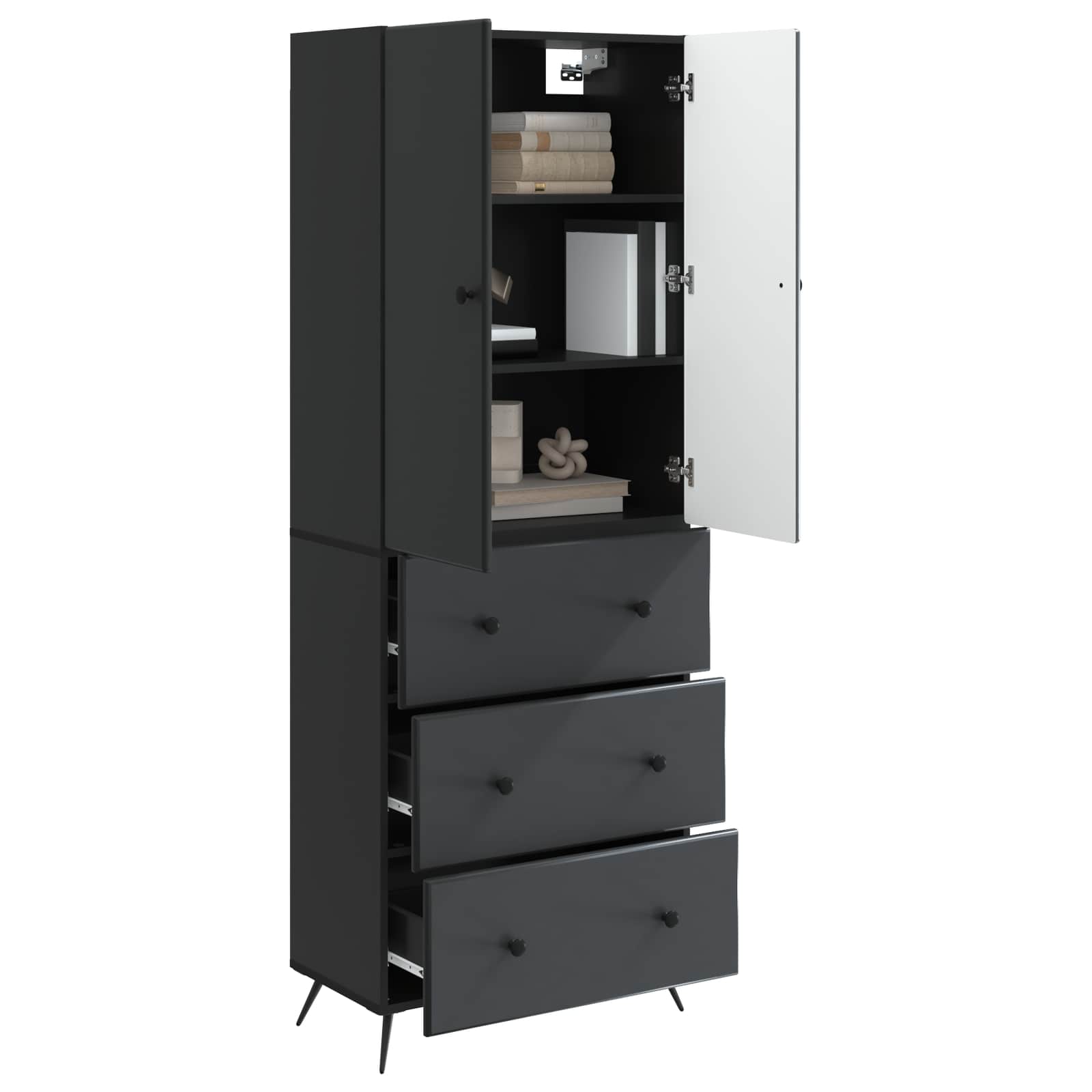 Σέτ Ντουλαπιών 2 pcs Μαύρο 66 x 34,5 x 90 εκ Επεξεργασμένο Ξύλο - Pakobazaar
