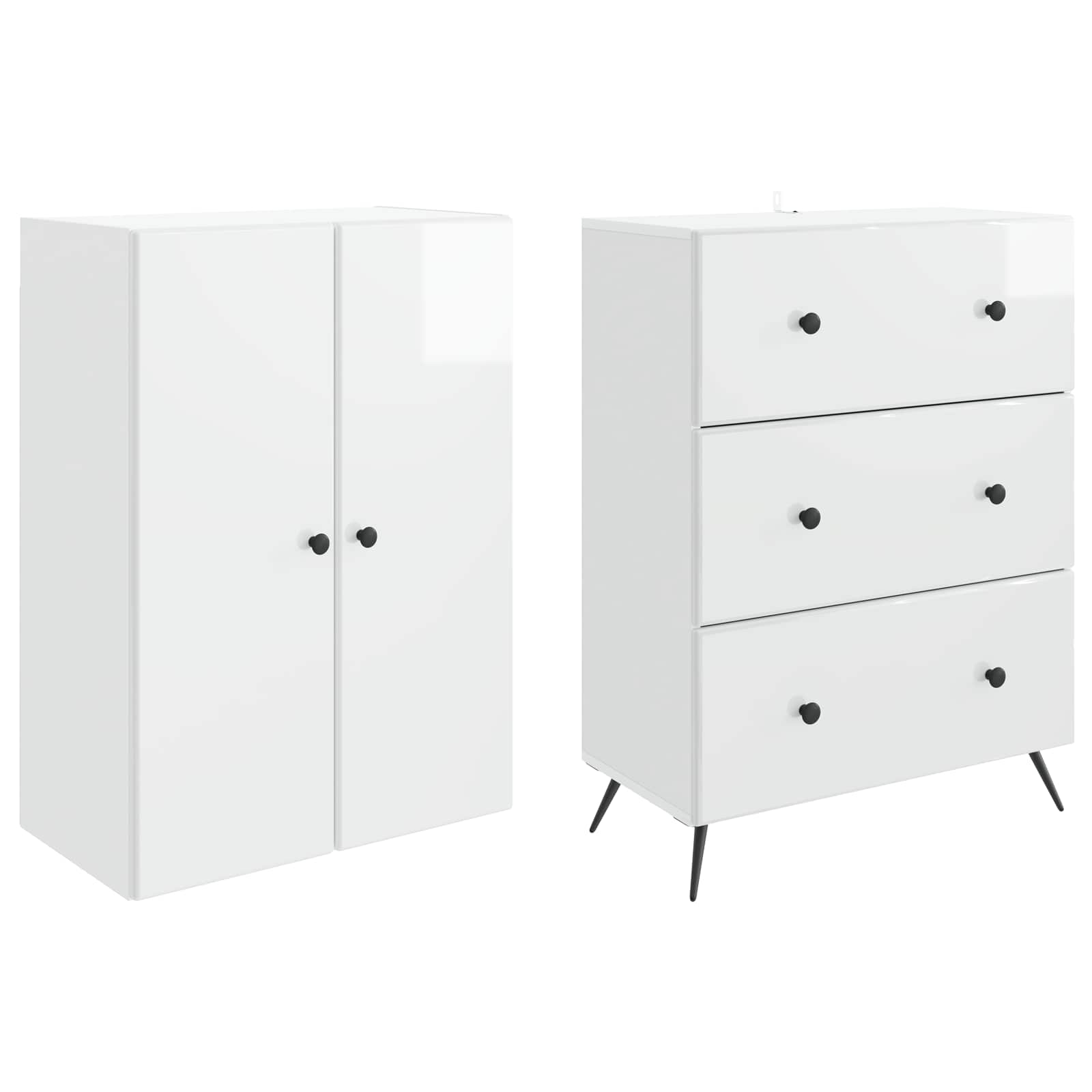 Σέτ Ντουλαπιών 2 pcs Γυαλιστερό Λευκό 66 x 34,5 x 90 εκ - Pakobazaar