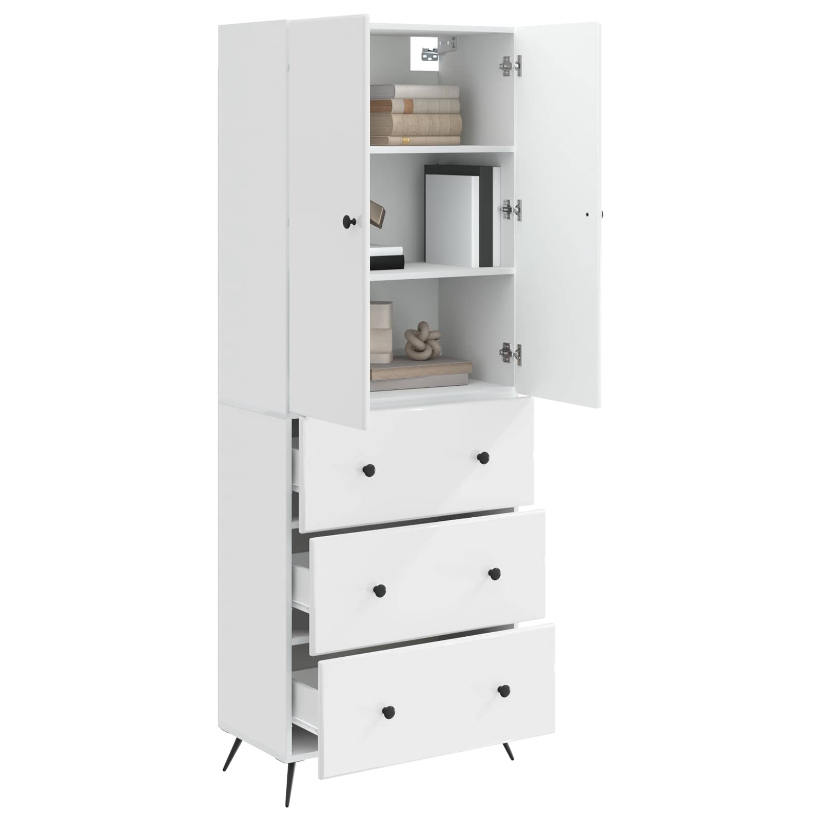 Σέτ Ντουλαπιών 2 pcs Γυαλιστερό Λευκό 66 x 34,5 x 90 εκ - Pakobazaar